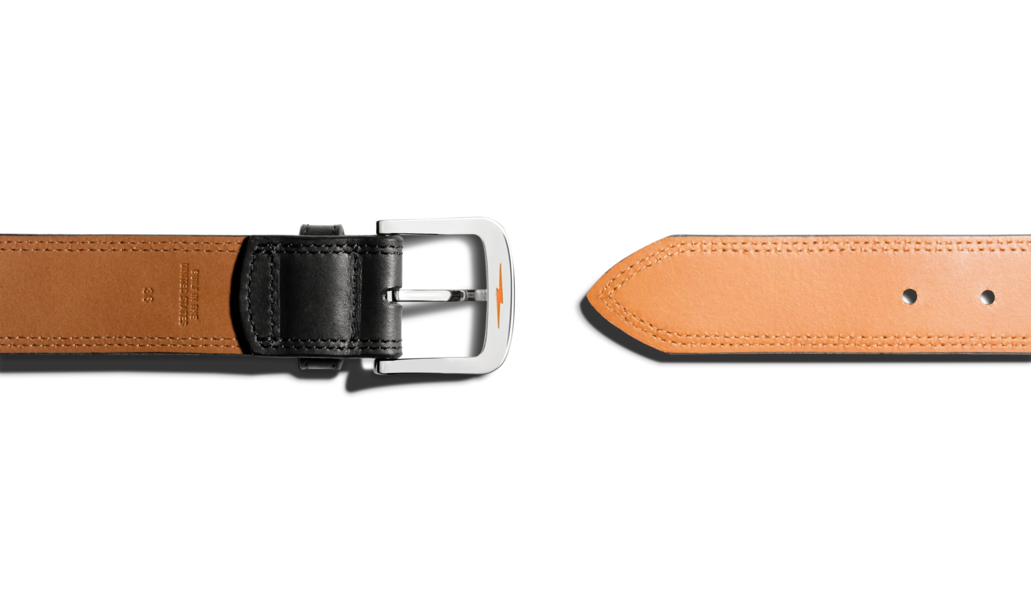 1 1/2" Double Stitch Belt - Black - Image 2