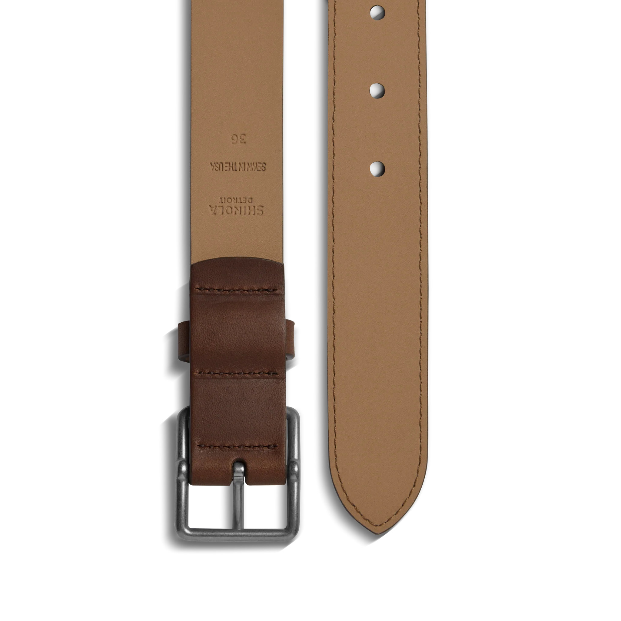 1 1/4" Center Bar Buckle Belt - Medium Brown - Image 3