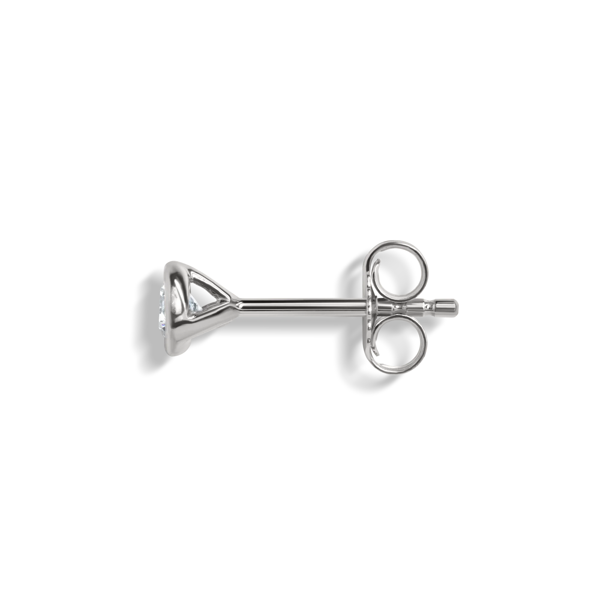 1/4 Carat Round Diamond Bezel Studs - White Gold - Image 4