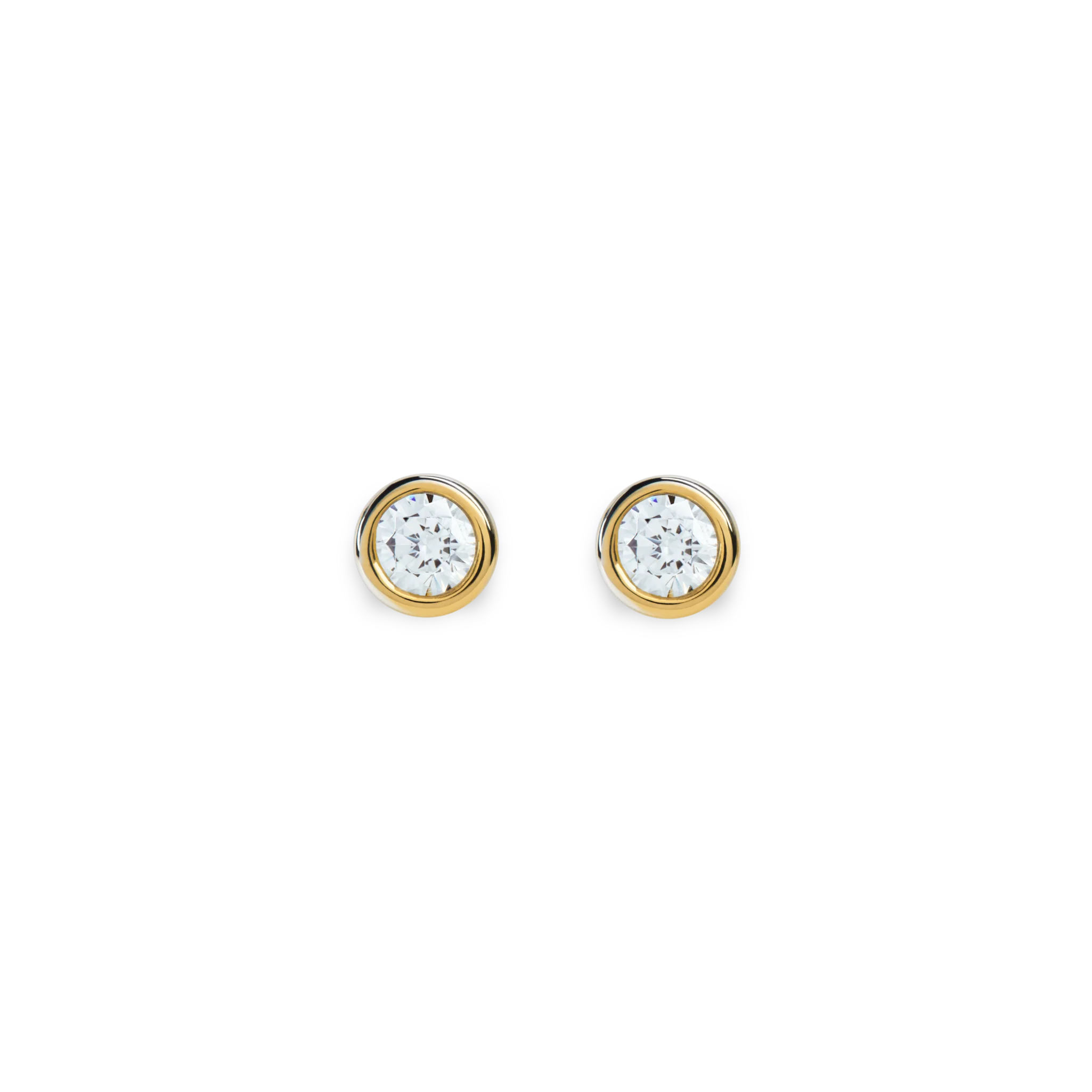 1/4 Carat Round Diamond Bezel Studs - Yellow Gold - Image 3
