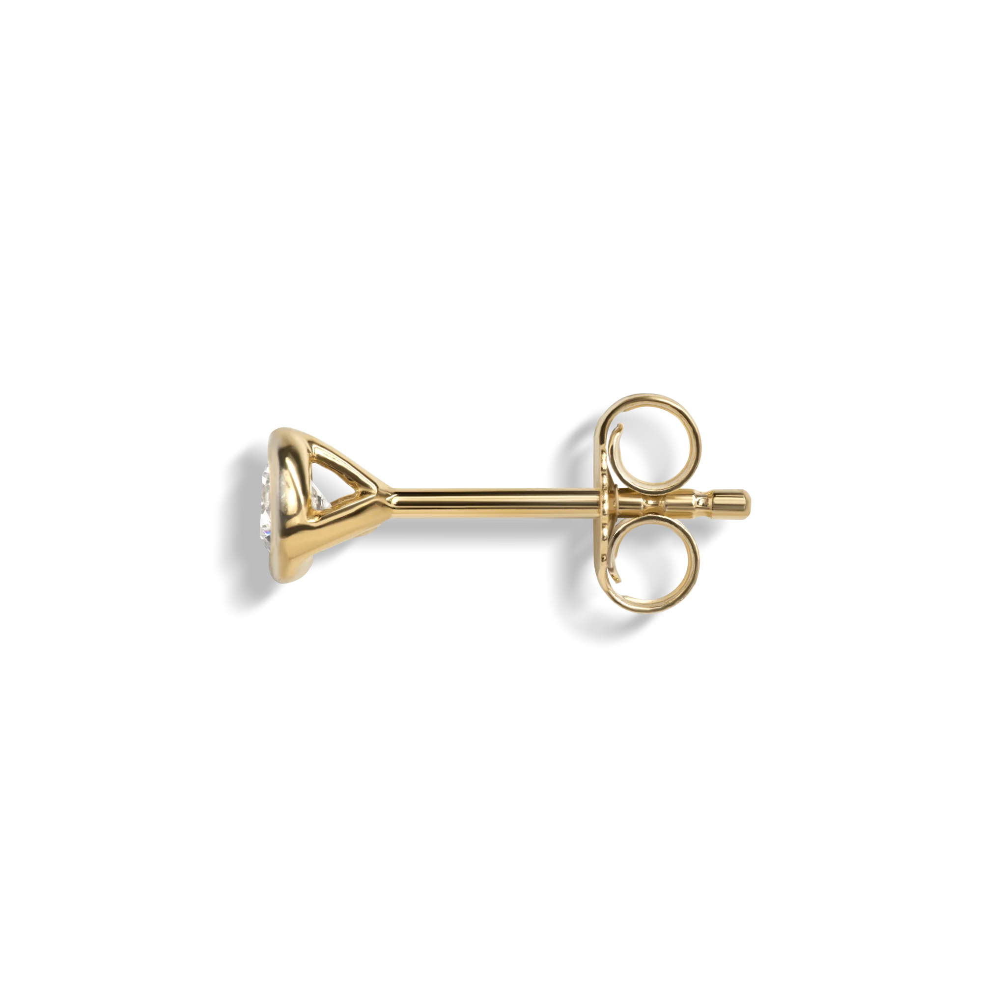 1/4 Carat Round Diamond Bezel Studs - Yellow Gold - Image 4
