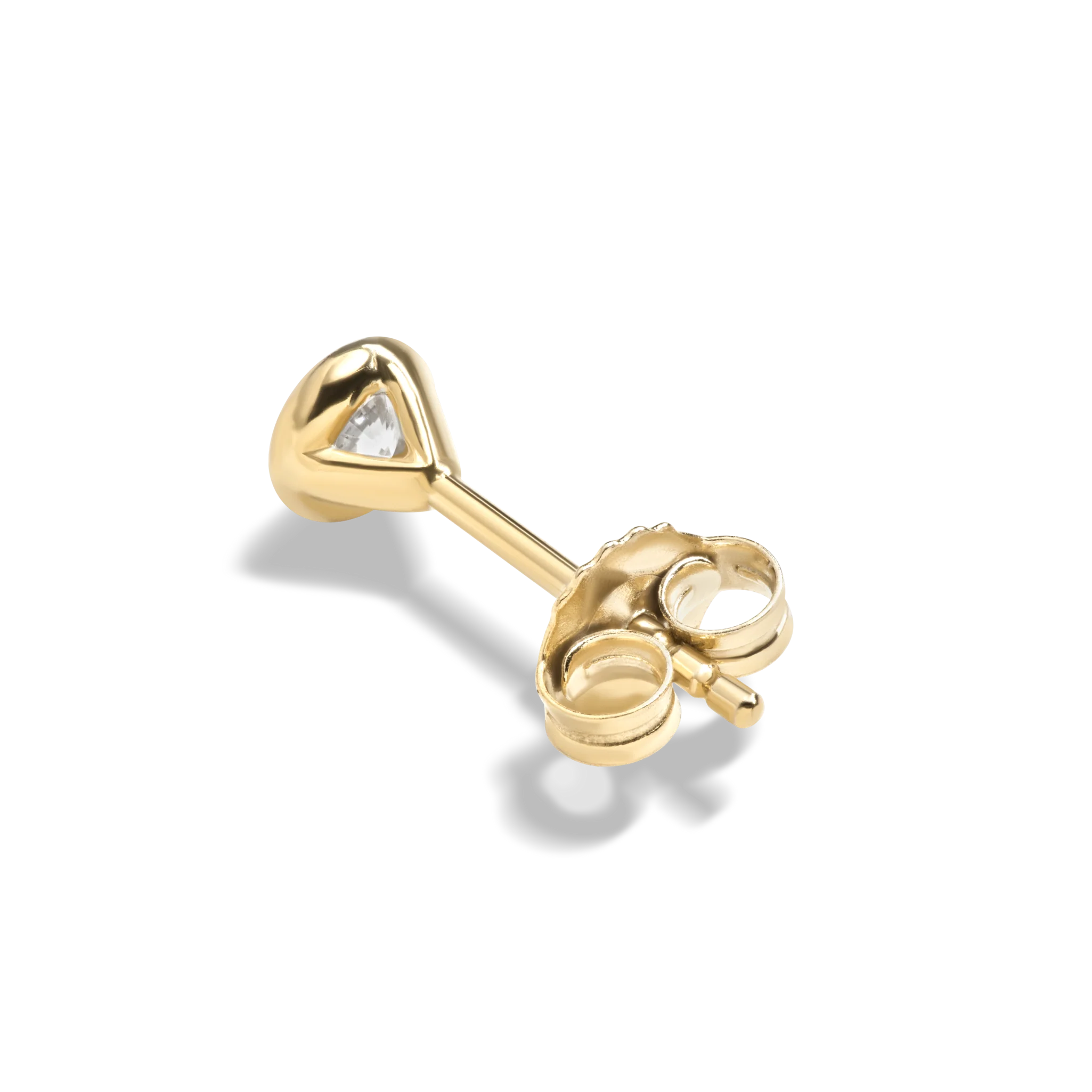 1/4 Carat Round Diamond Bezel Studs - Yellow Gold - Image 5