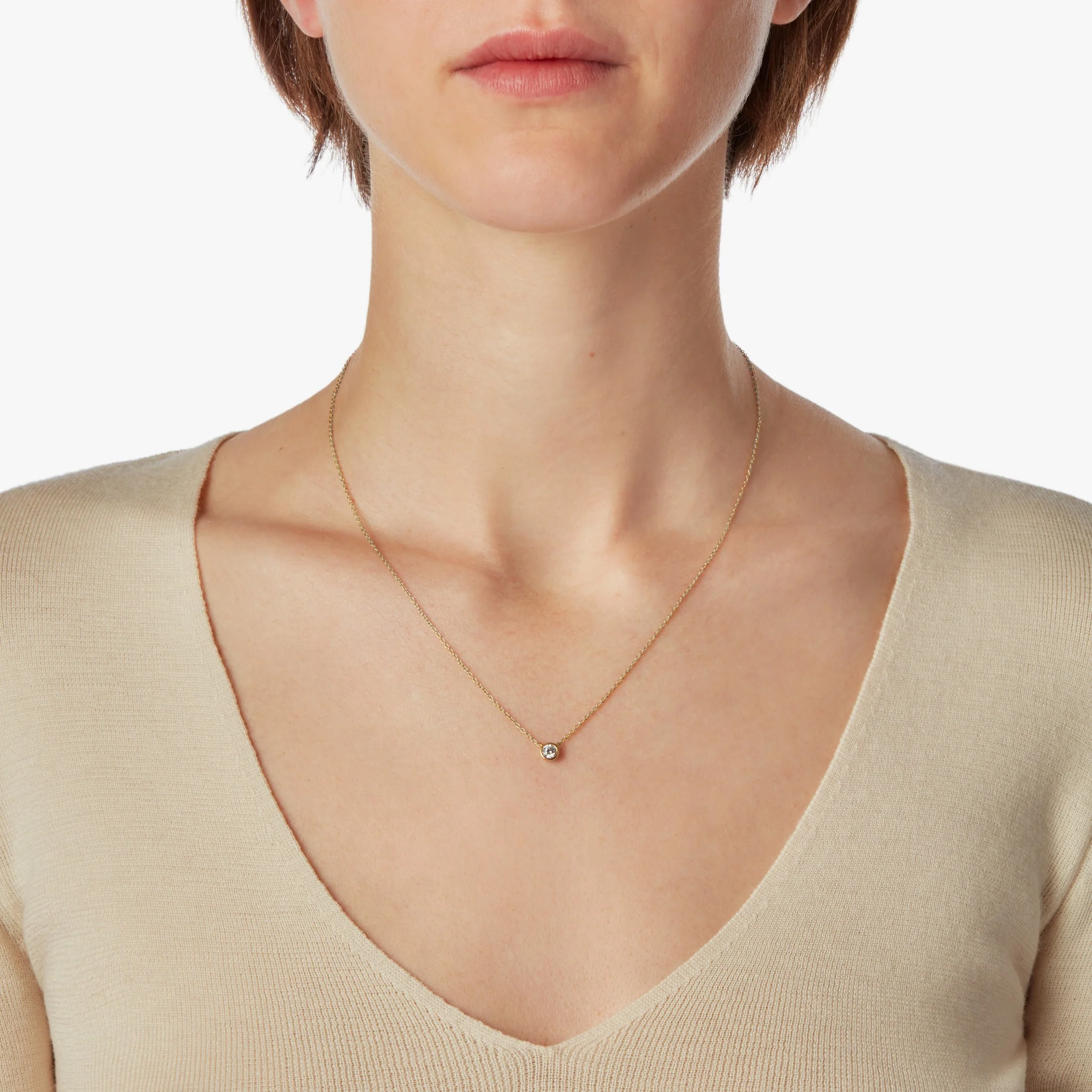 1/4 Carat Round Diamond Necklace - Yellow Gold - Image 2