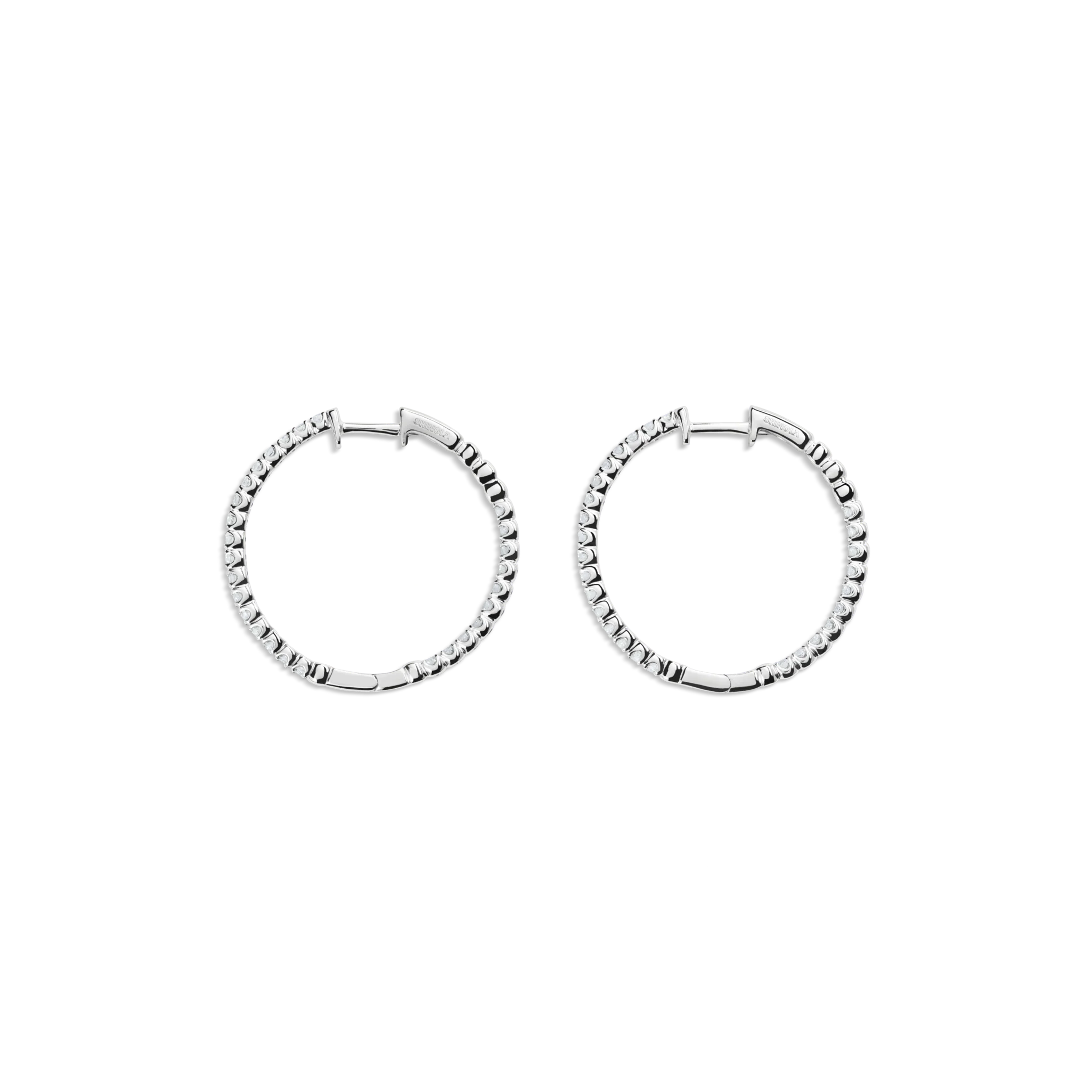 1 Carat Diamond Hoop Earrings - White Gold - Image 2
