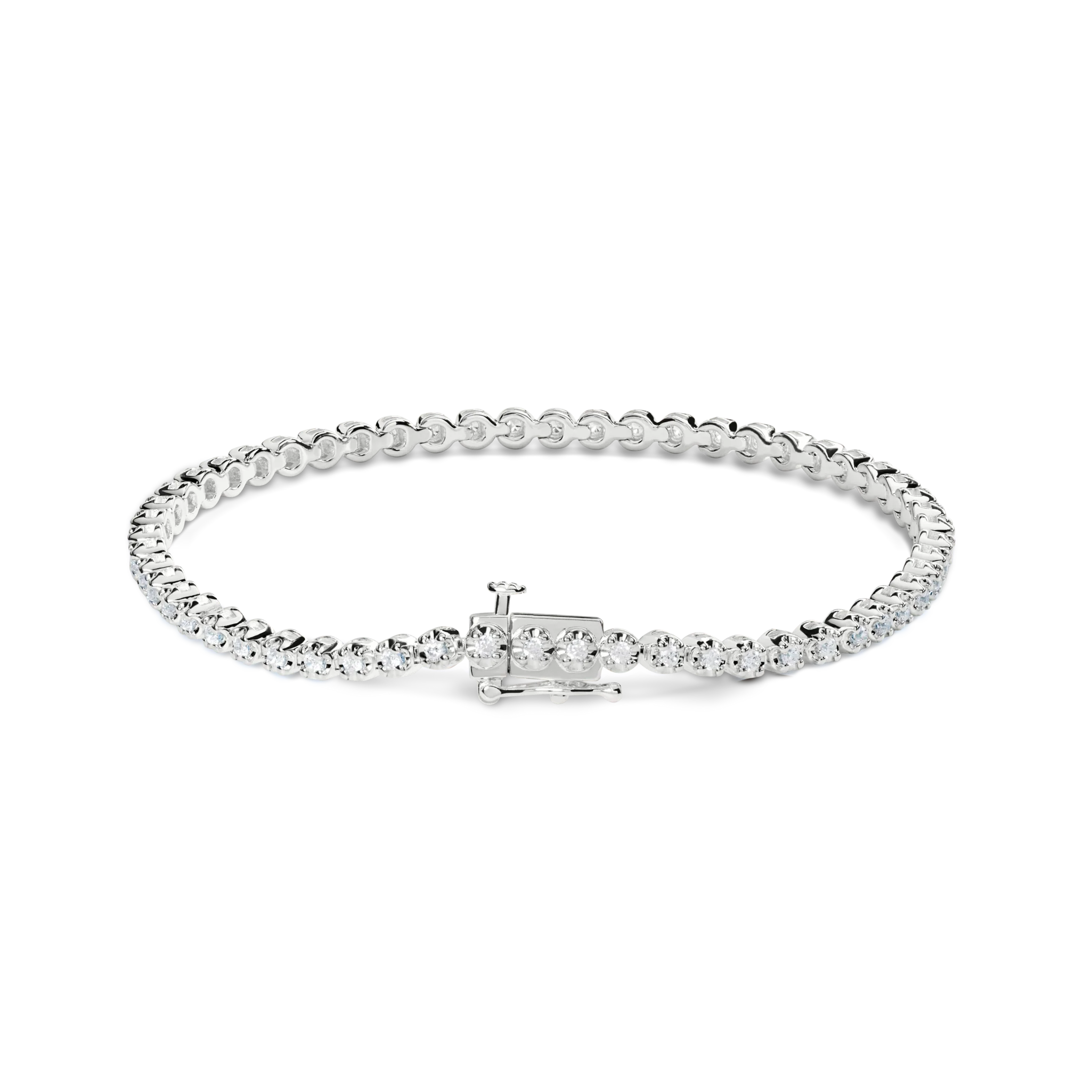 1 Carat 7" Diamond Tennis Bracelet - White Gold - Image 2