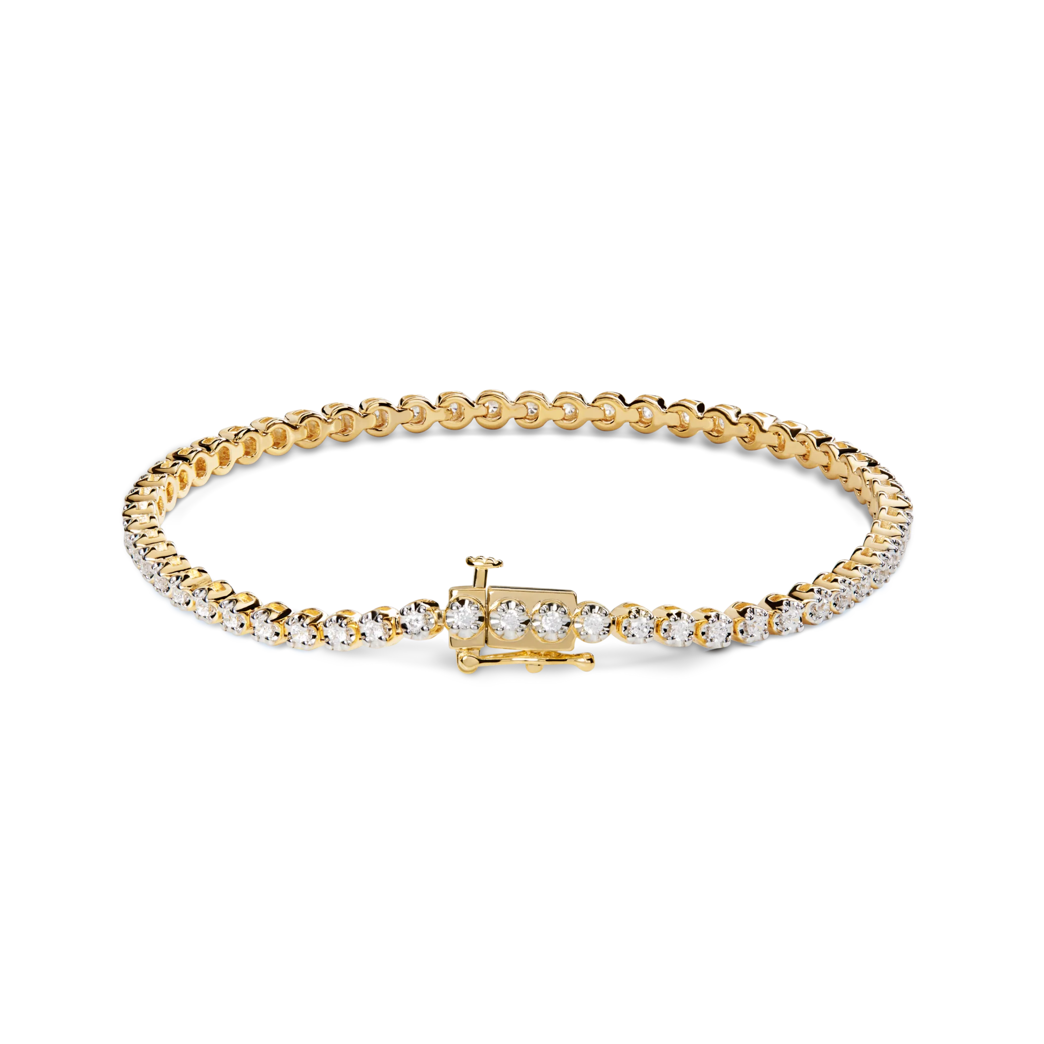1 Carat 7" Diamond Tennis Bracelet - Yellow Gold - Image 2