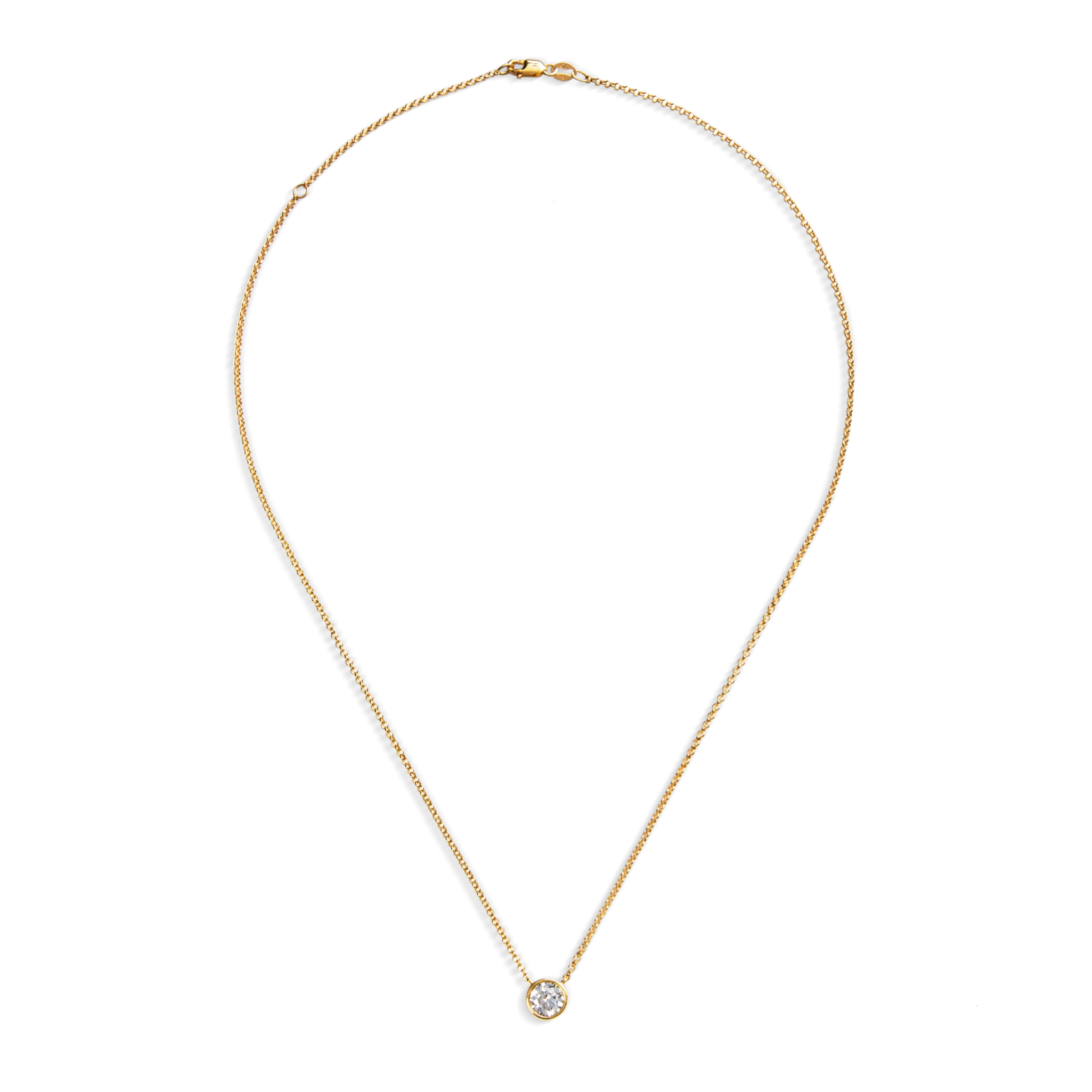 1 Carat Round Diamond Necklace - Yellow Gold - Image 3