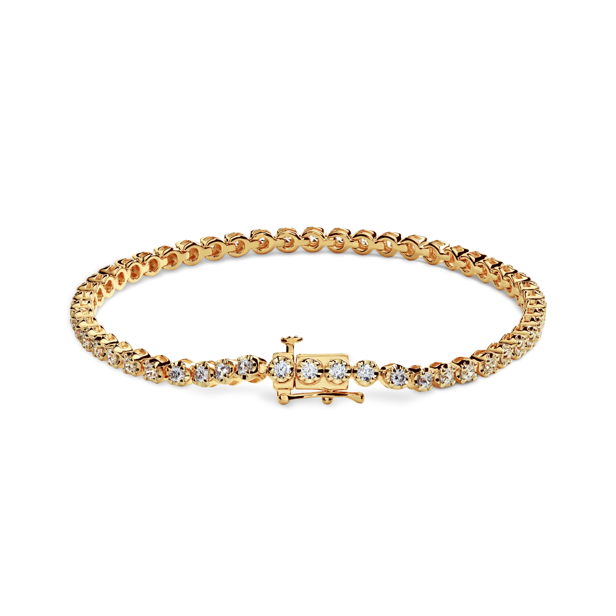 2 Carat 7" Diamond Tennis Bracelet - Yellow Gold - Image 3