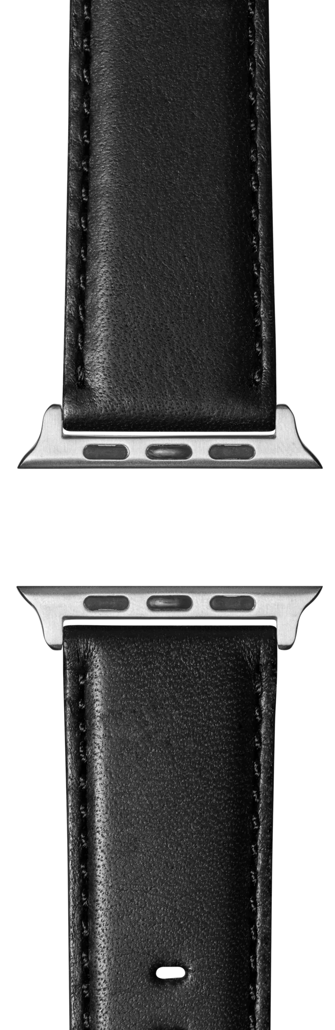 20mm Black Leather Apple Watch Strap - Black - Image 2
