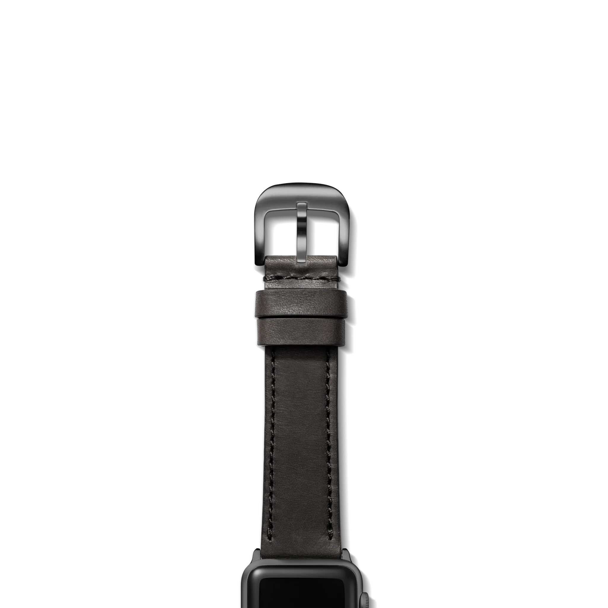 20mm Black Leather Apple Watch Strap - Black - Image 2