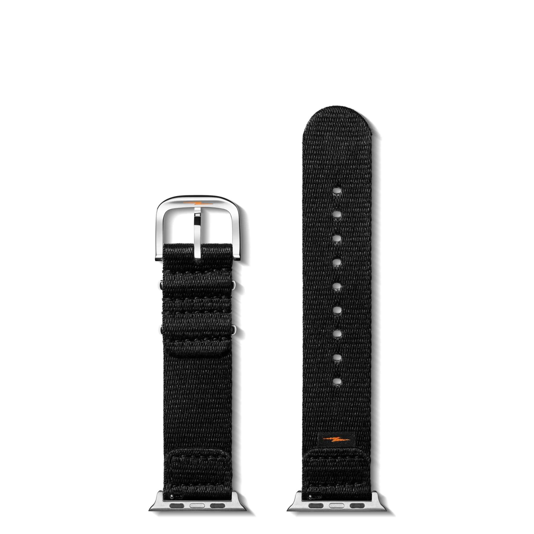 20mm Black Split Nylon Apple Watch Strap - Black - Image 2