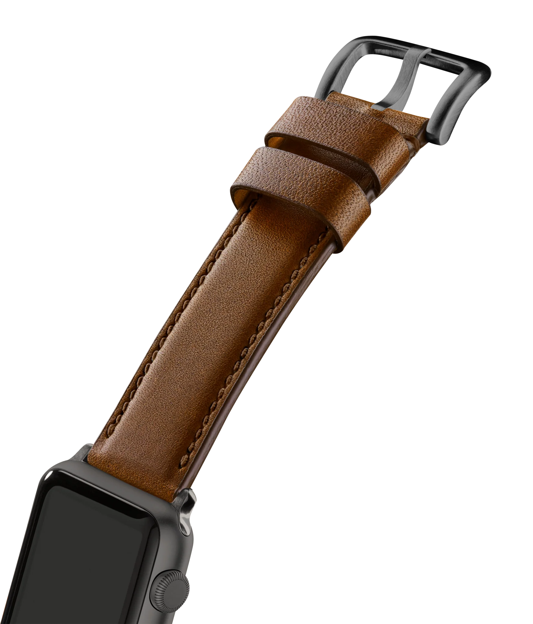 20mm Dark Nut Brown Leather Apple Watch Strap - Dark Nut Brown - Image 3