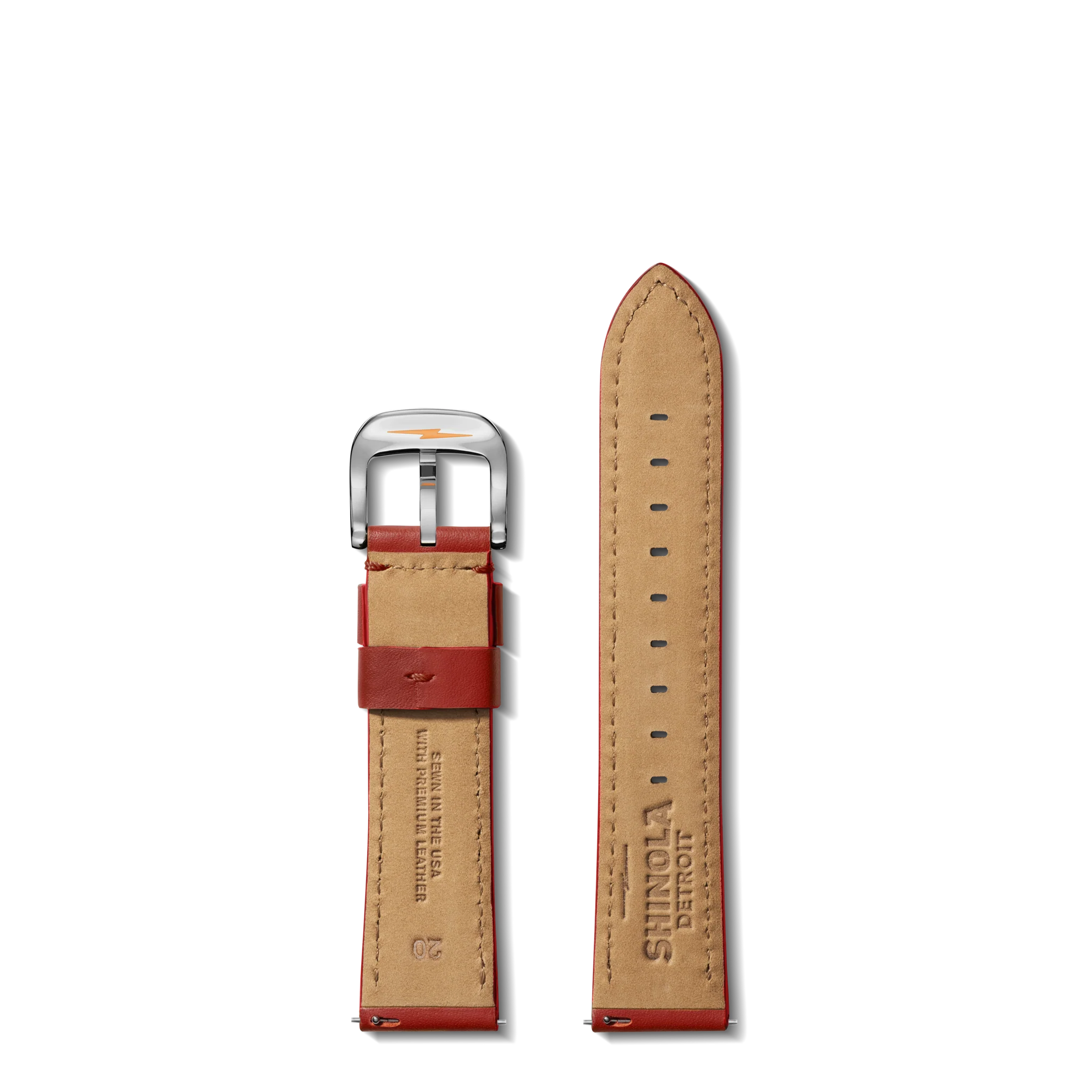20mm Pop Red Leather Watch Strap - Pop Red - Image 2