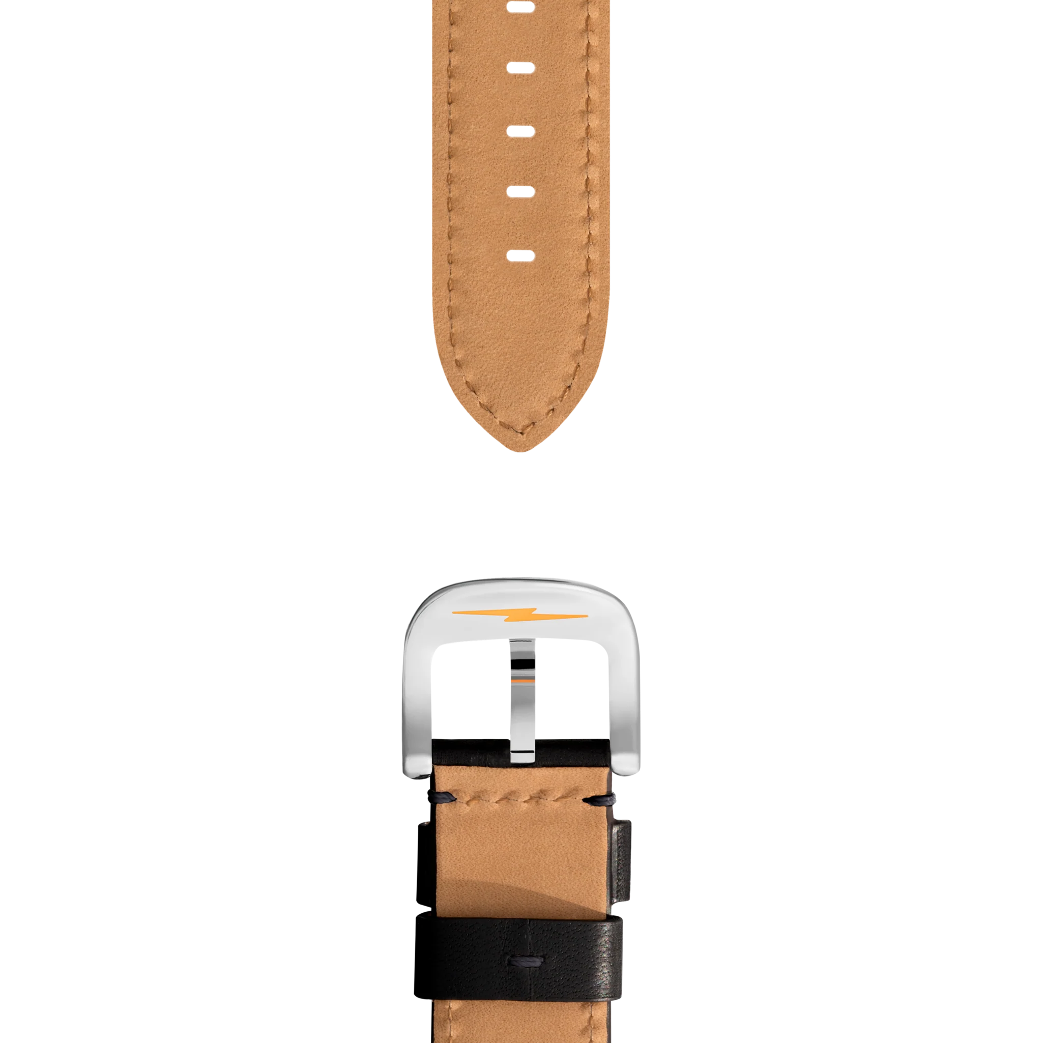 22mm Black Leather Watch Strap - Black - Image 2