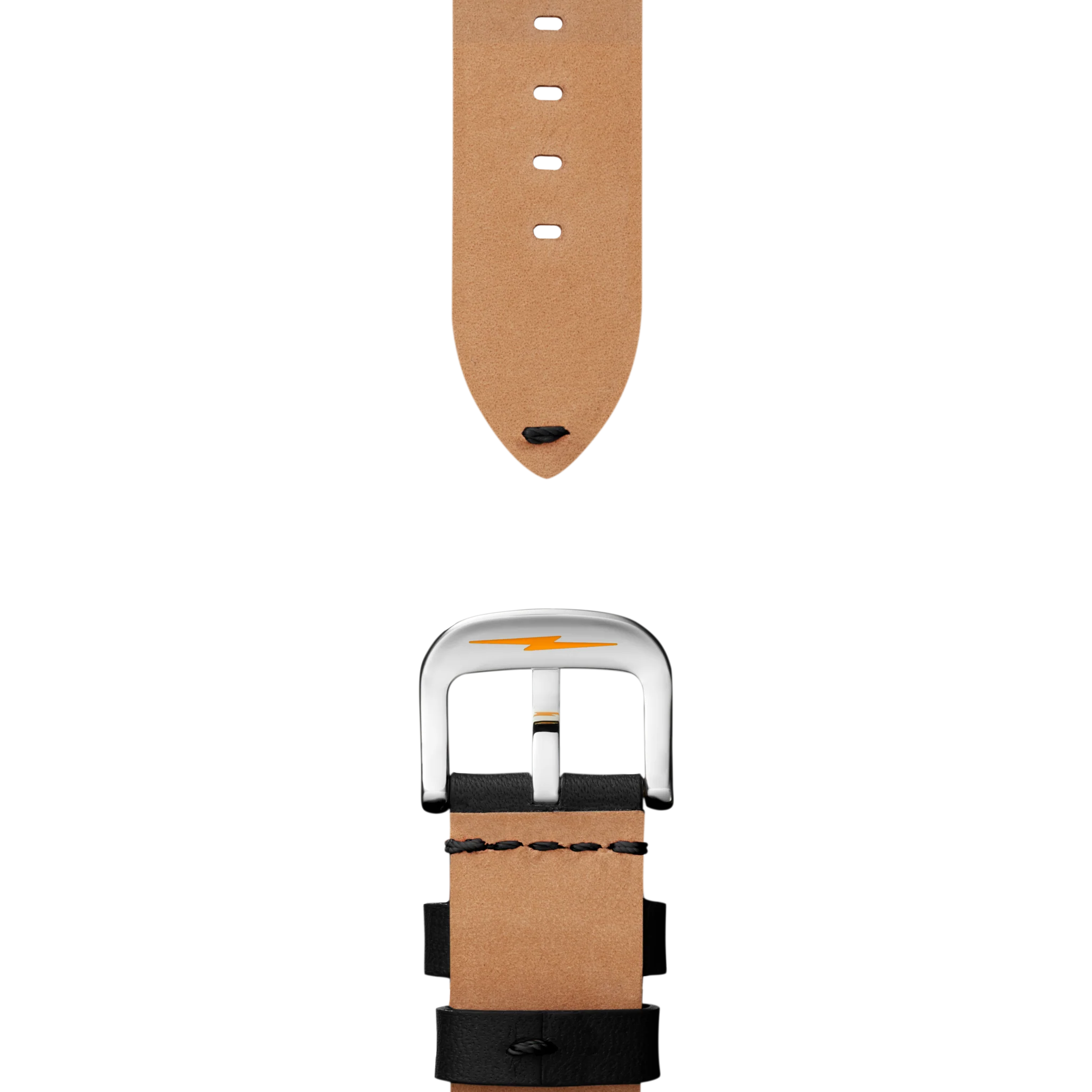 24mm Black Leather Watch Strap  - Black - Image 2
