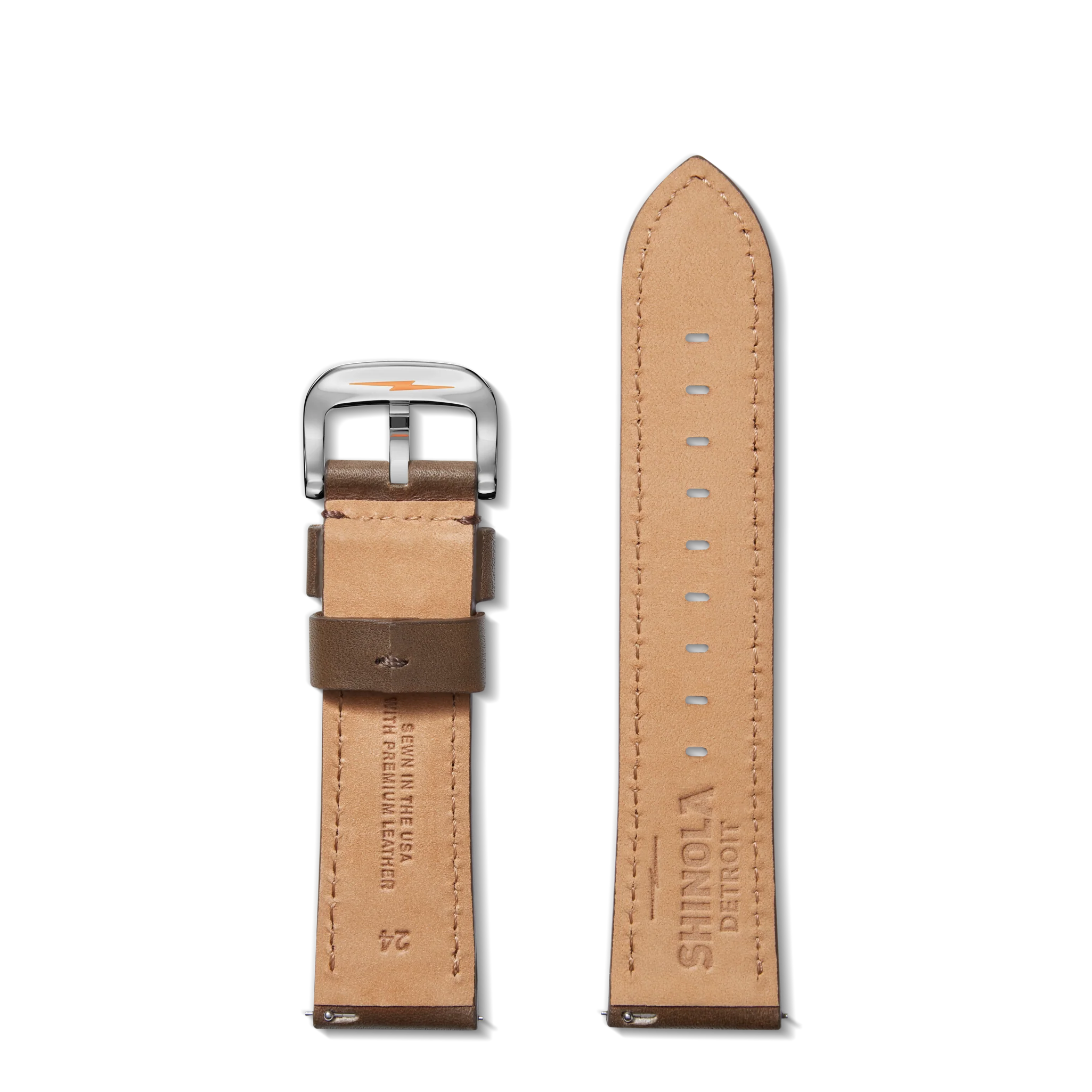 24mm Dark Nut Brown Leather Watch Strap - Dark Nut Brown - Image 2