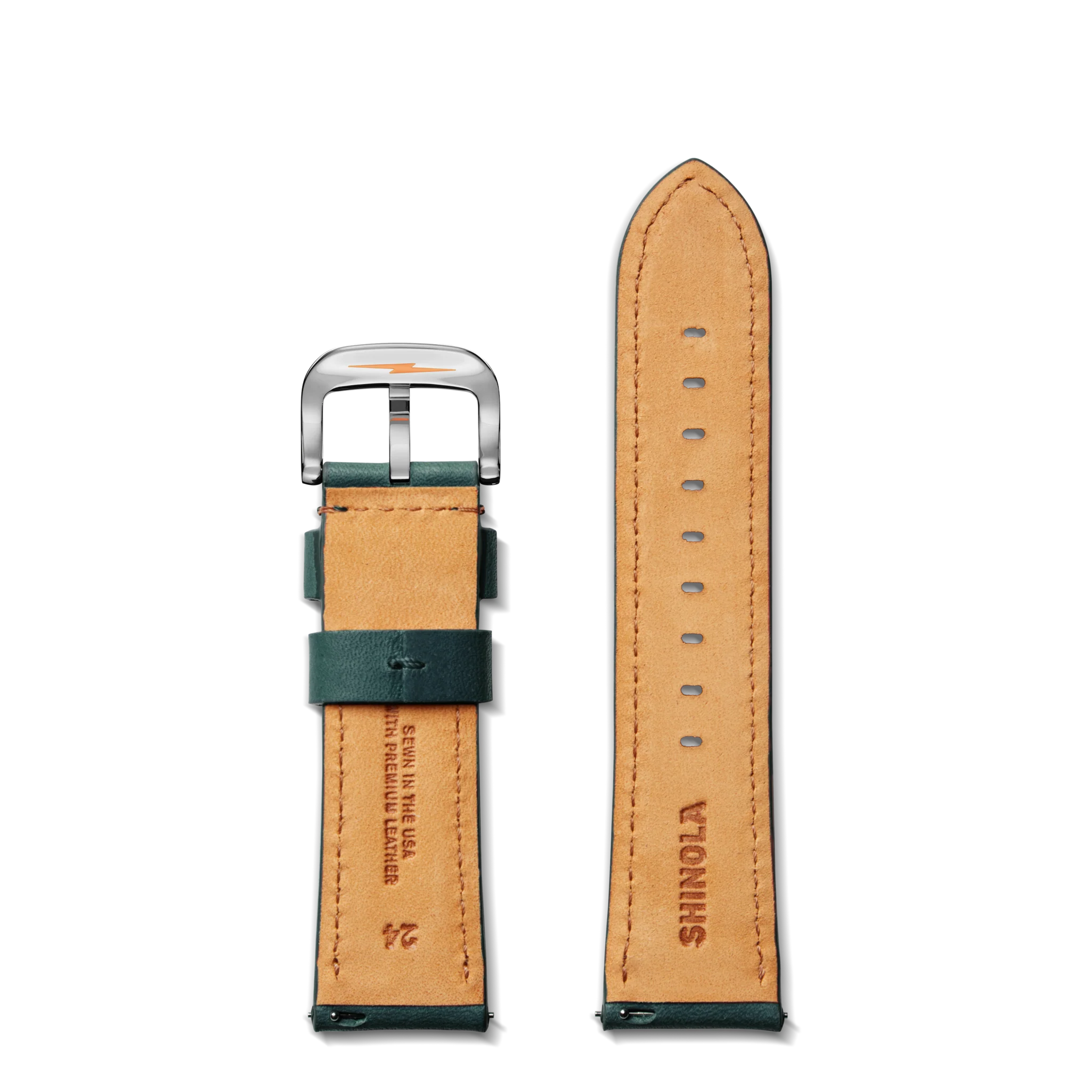 24mm Evergreen Leather Watch Strap - Green - Image 2