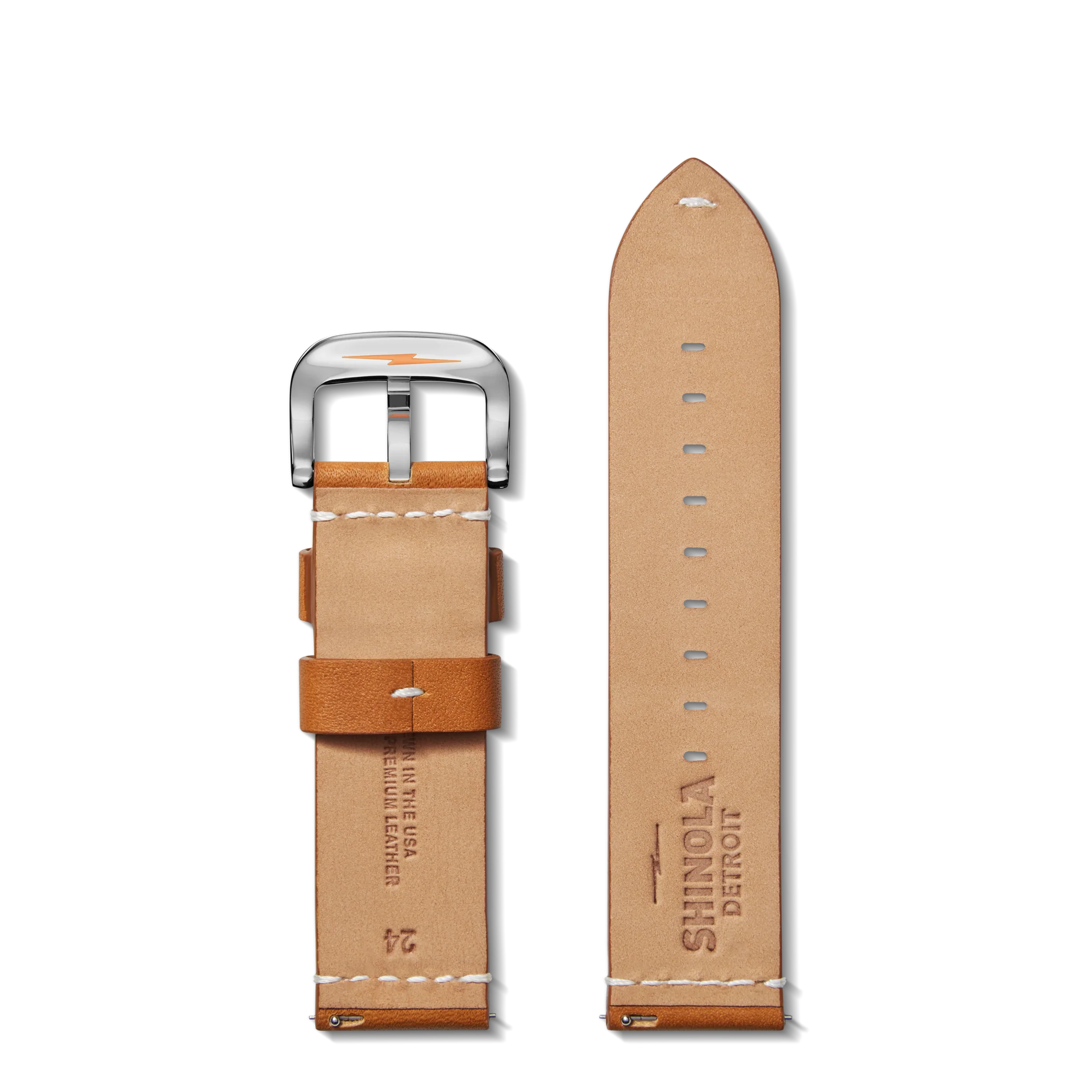 24mm Tan Leather Watch Strap - Tan - Image 2