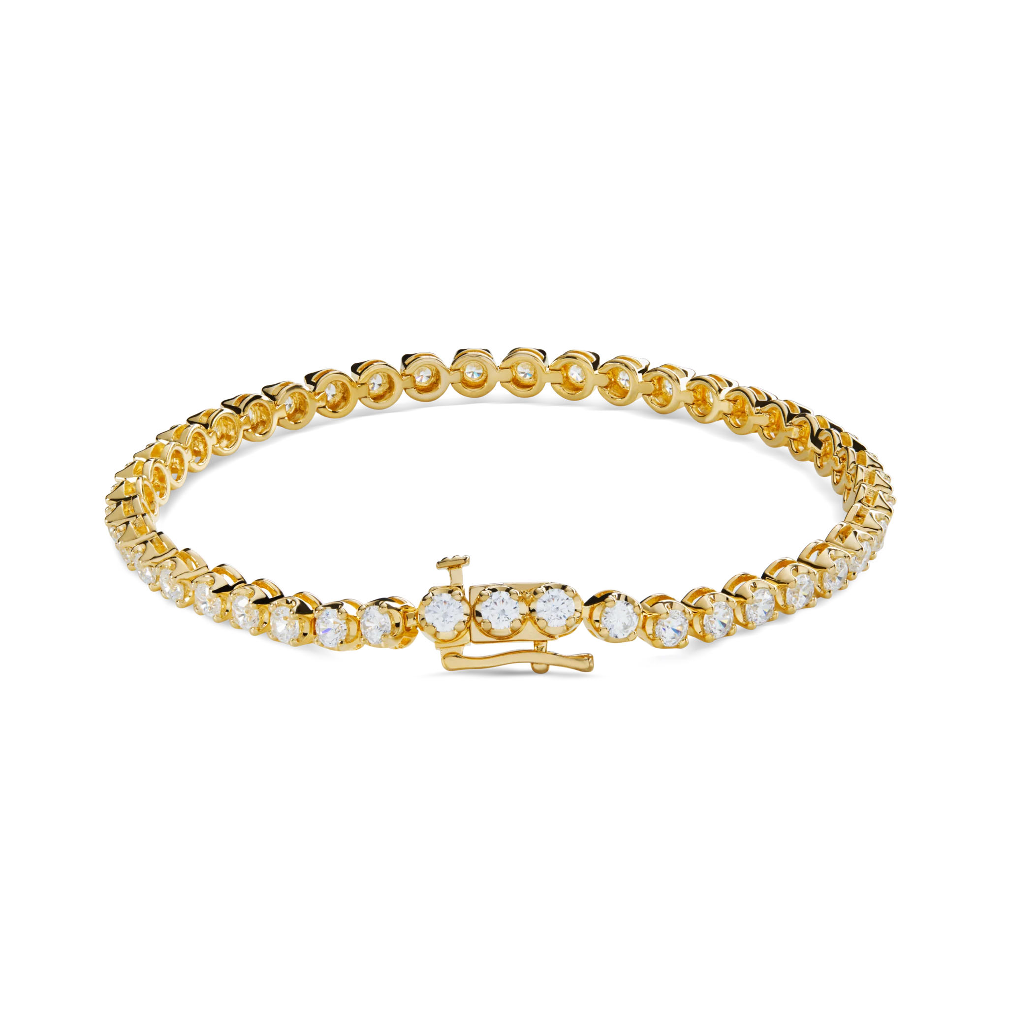 4 Carat 7" Diamond Tennis Bracelet - Yellow Gold - Image 3
