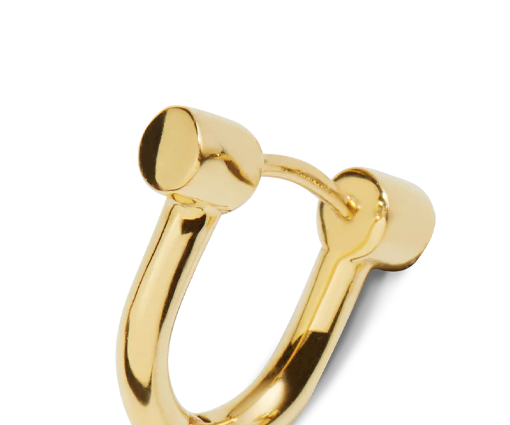 Bike Lock Huggie Earrings - Yellow Gold - Image 3