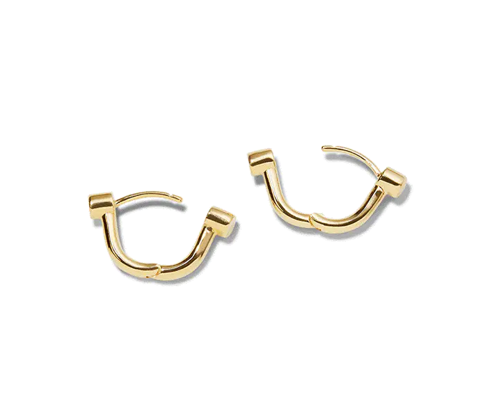 Bike Lock Huggie Earrings - Yellow Gold - Image 8