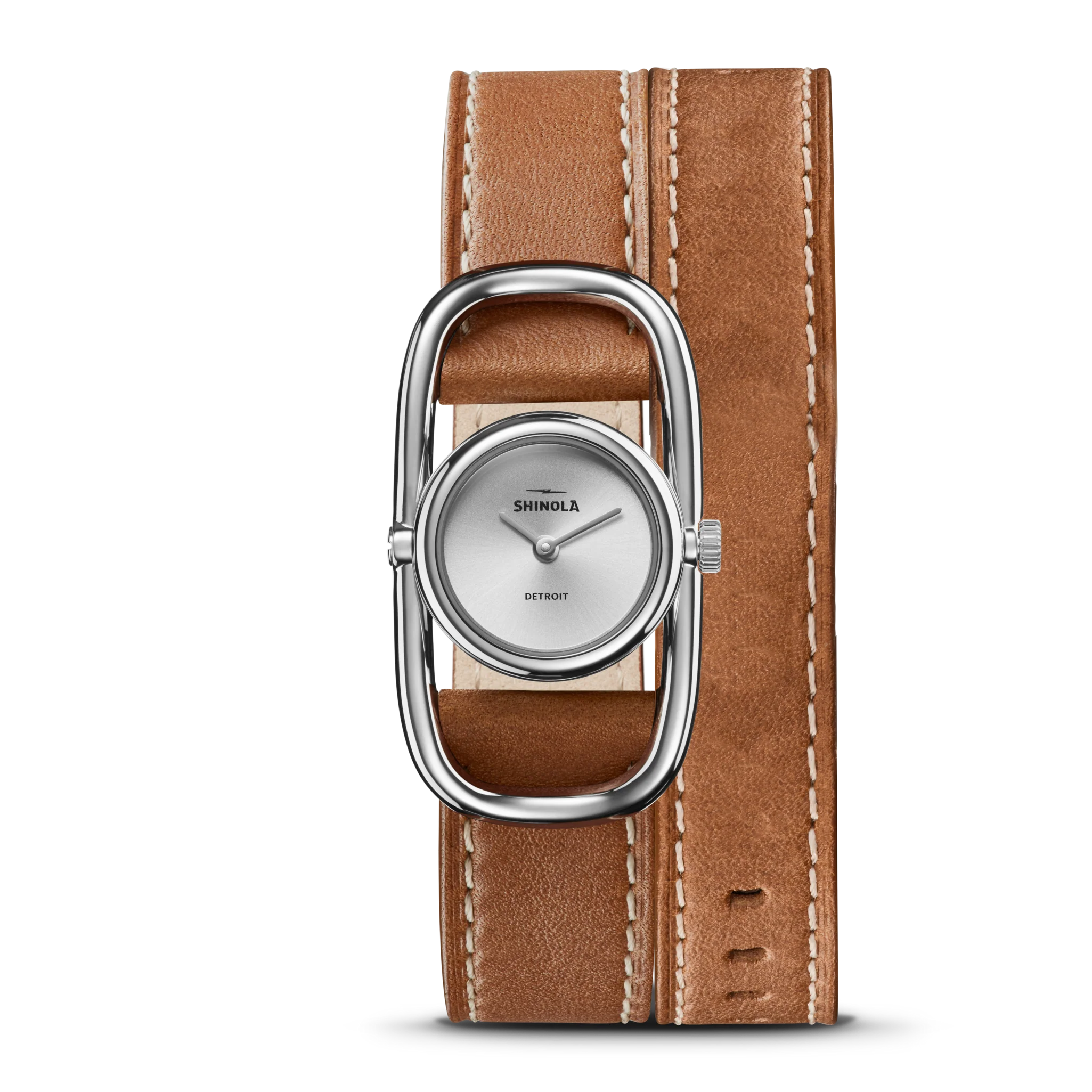 Bike Lock Watch - Tan Leather Wrap Strap