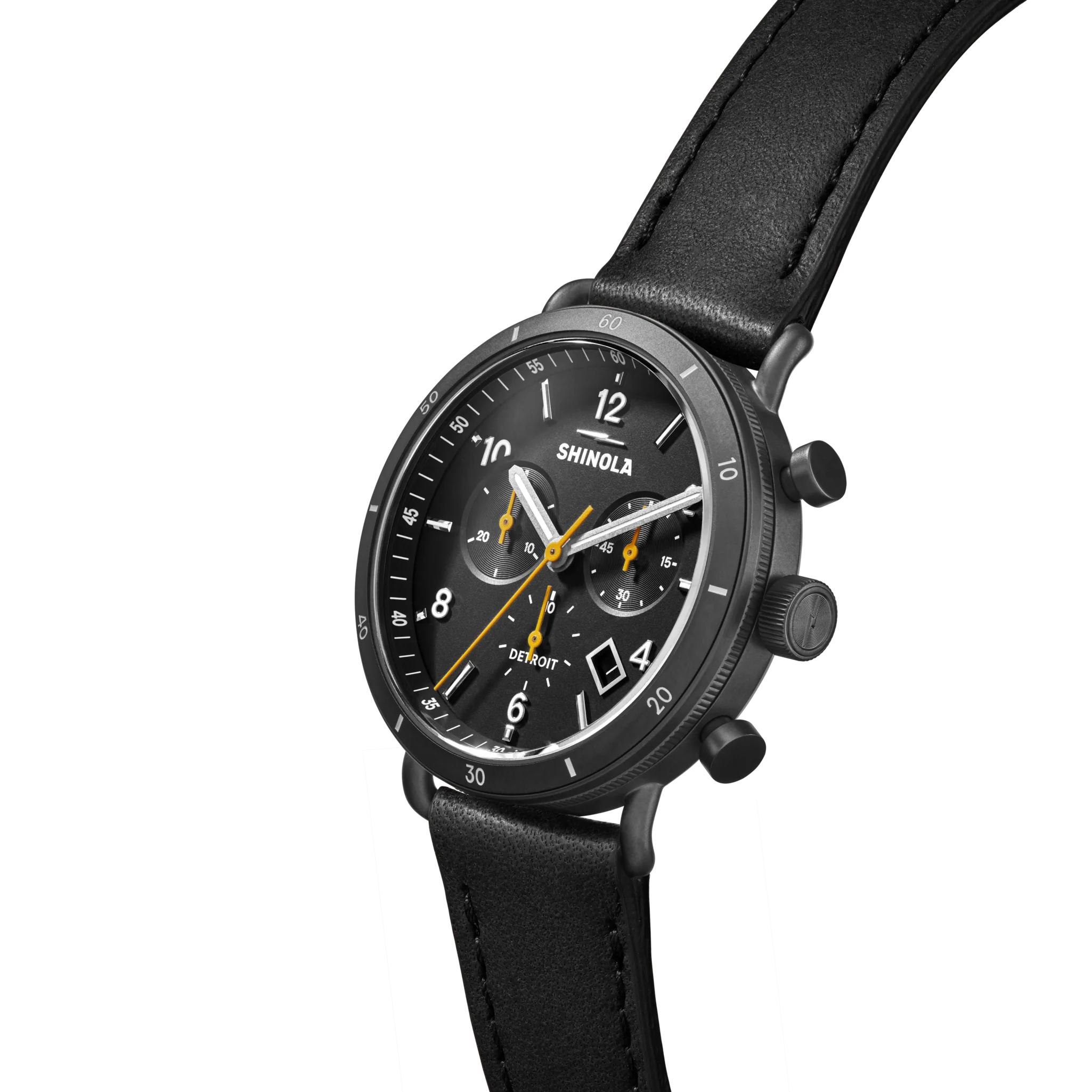 Canfield Sport Chronograph Watch - Black Leather Strap - Image 2