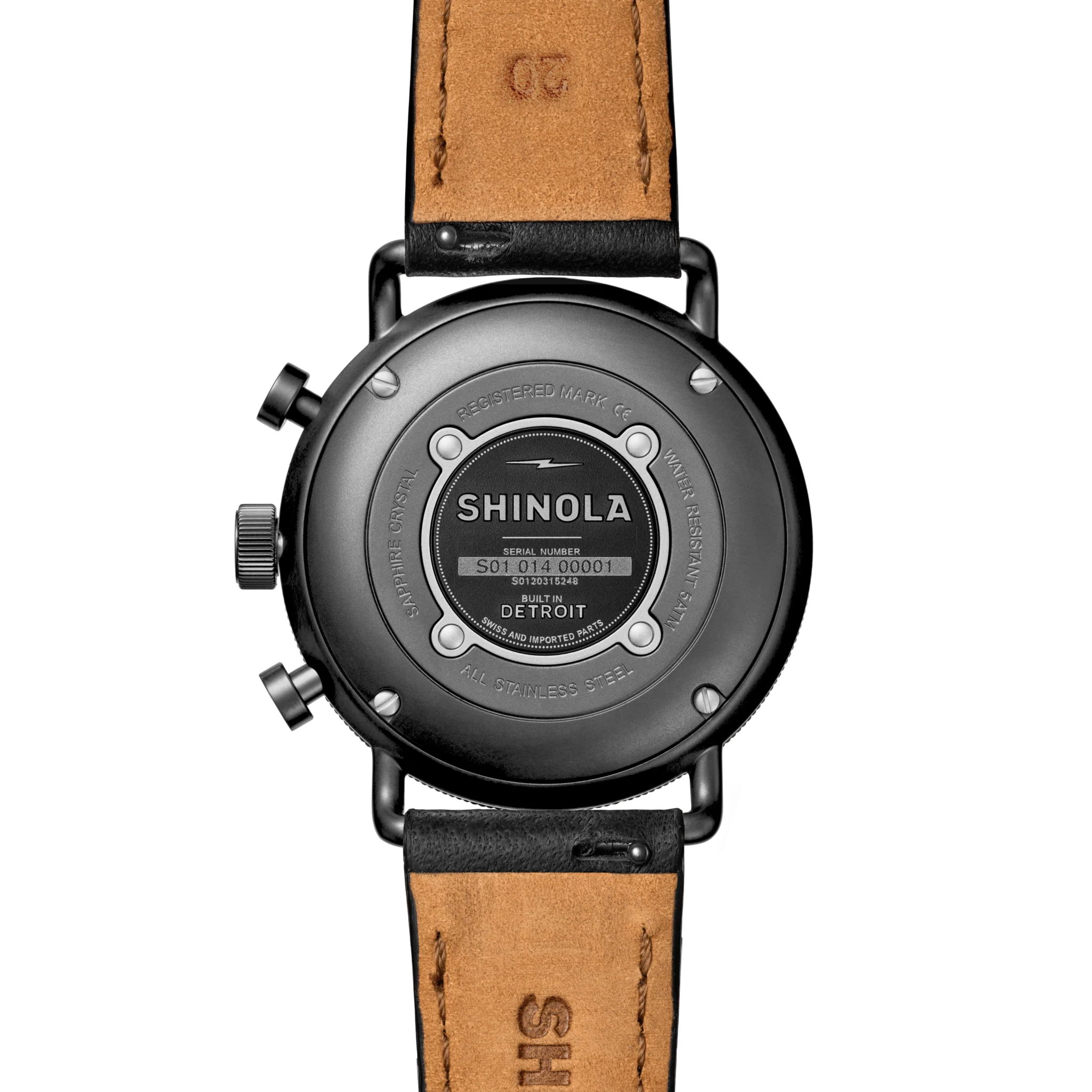 Canfield Sport Chronograph Watch - Black Leather Strap - Image 3
