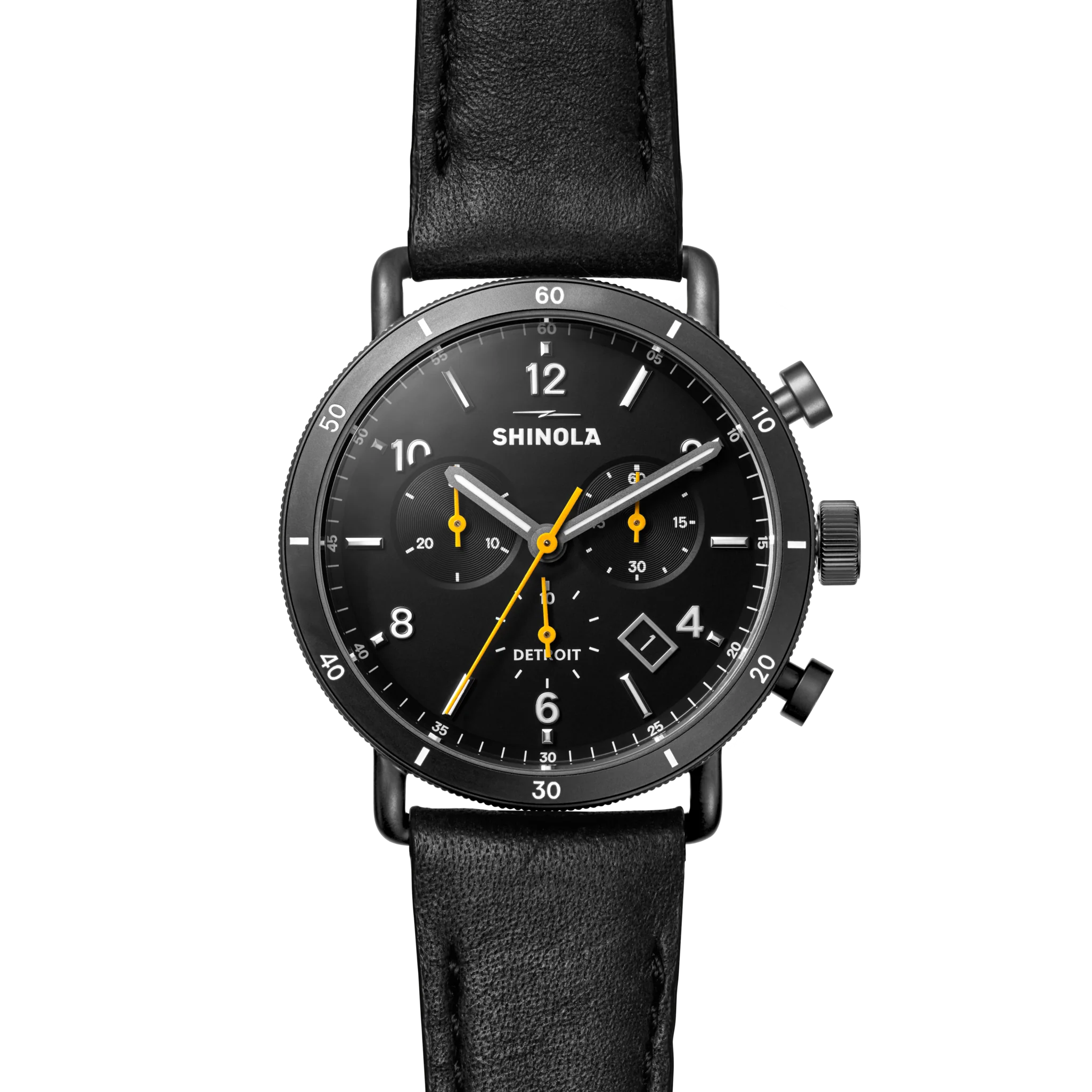 Canfield Sport Chronograph Watch - Black Leather Strap - Image 6