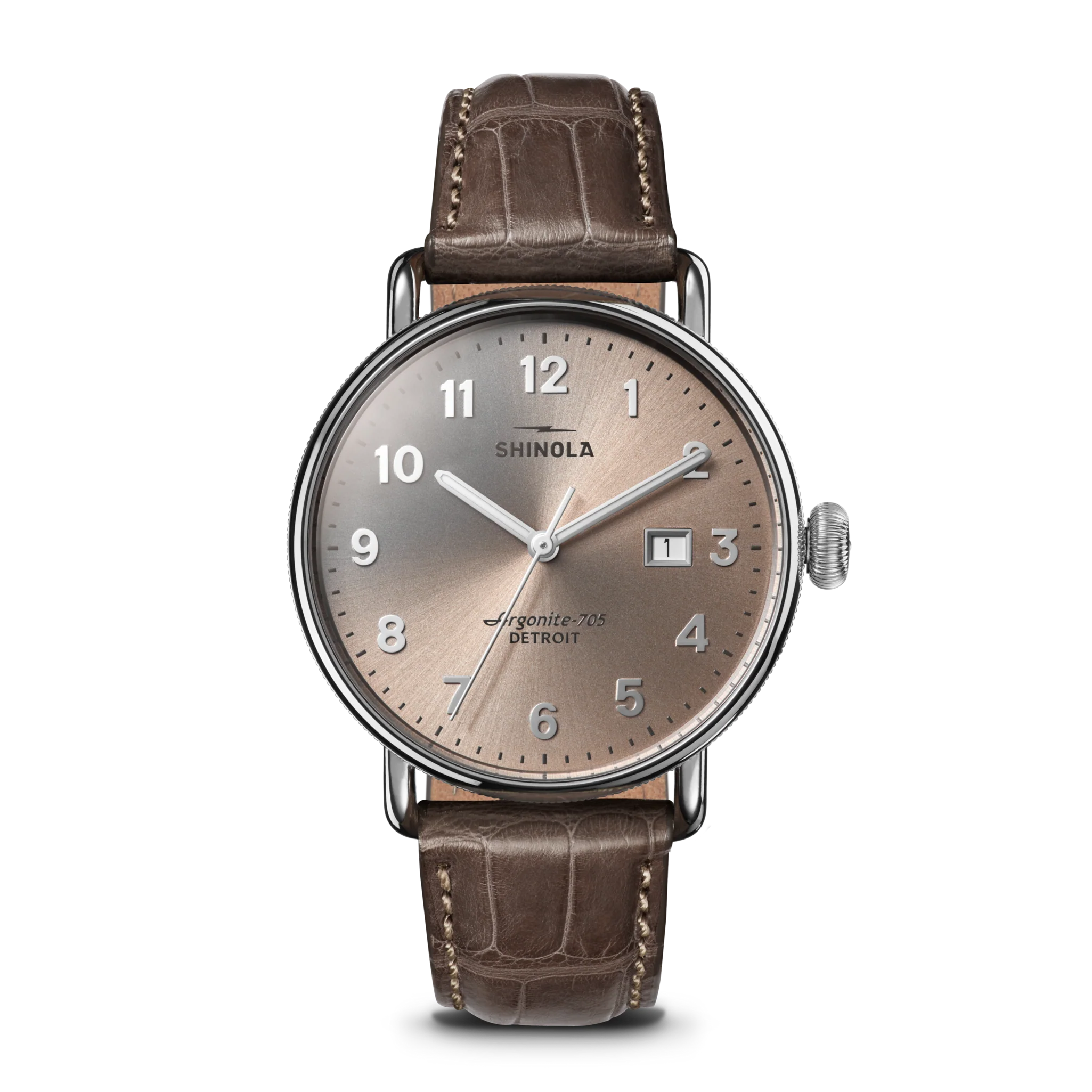 Canfield Watch - Gray Brown Alligator Strap