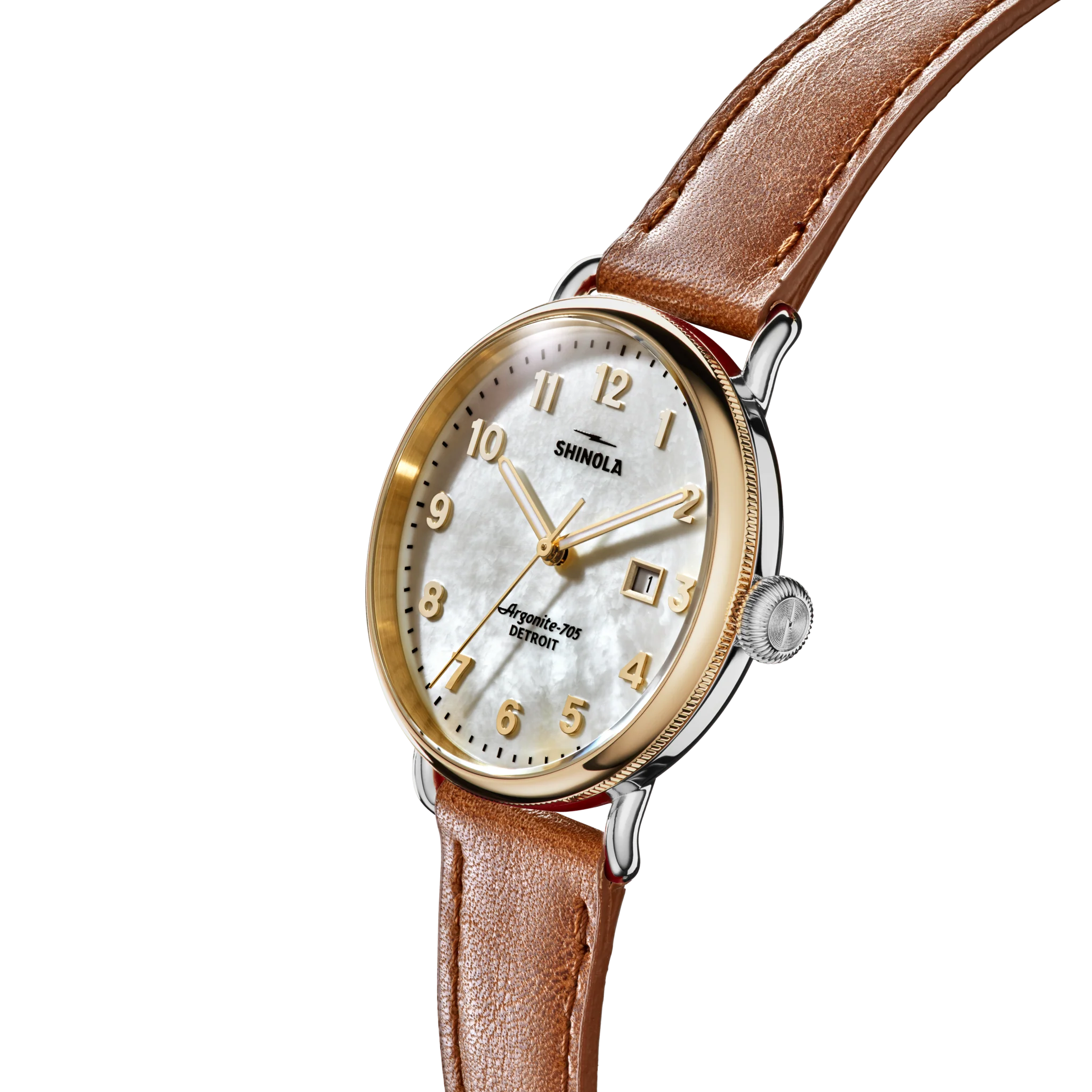 Canfield Watch -  MOP Tan Leather Strap - Image 2