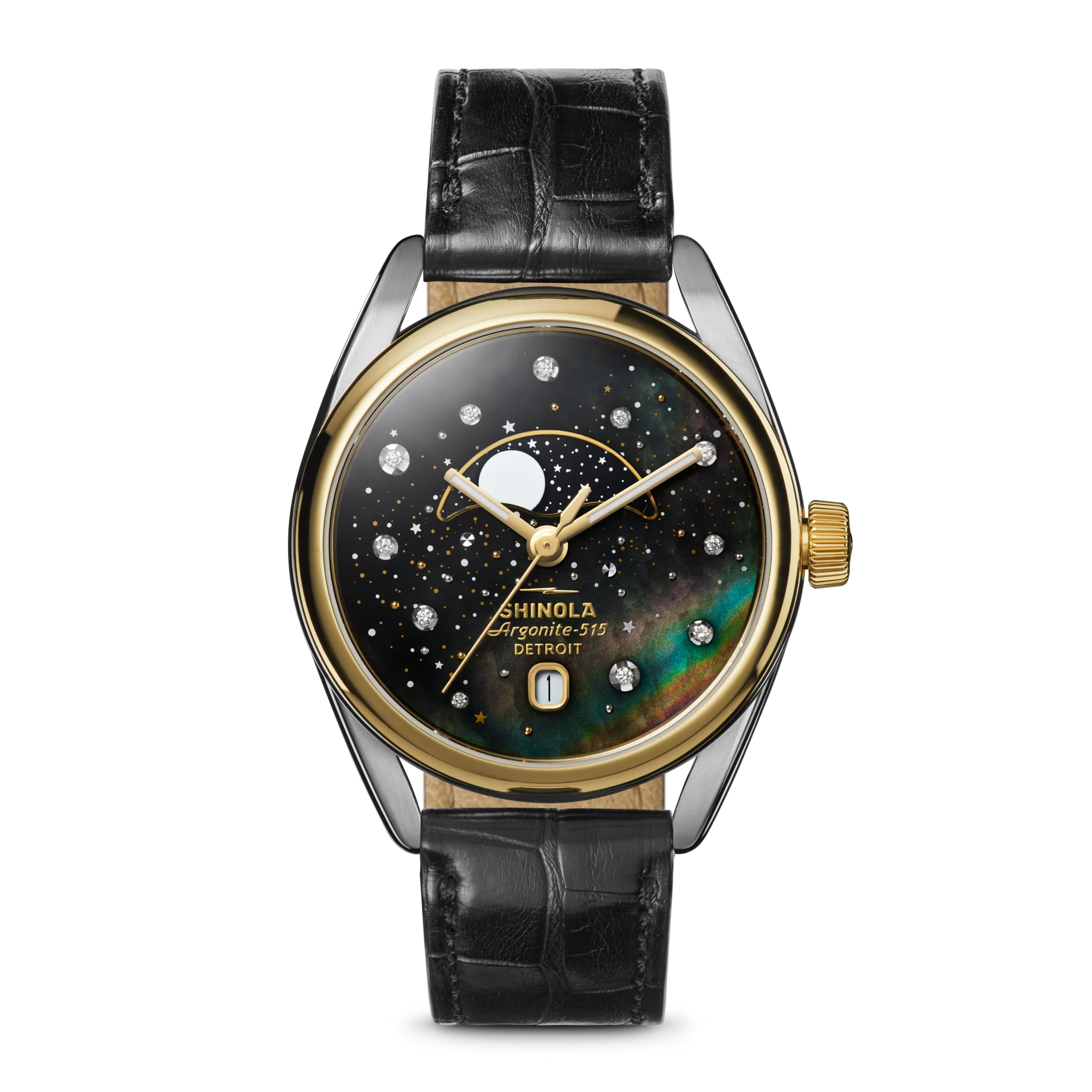 Celestial Derby Watch - Black Mother of Pearl Diamond