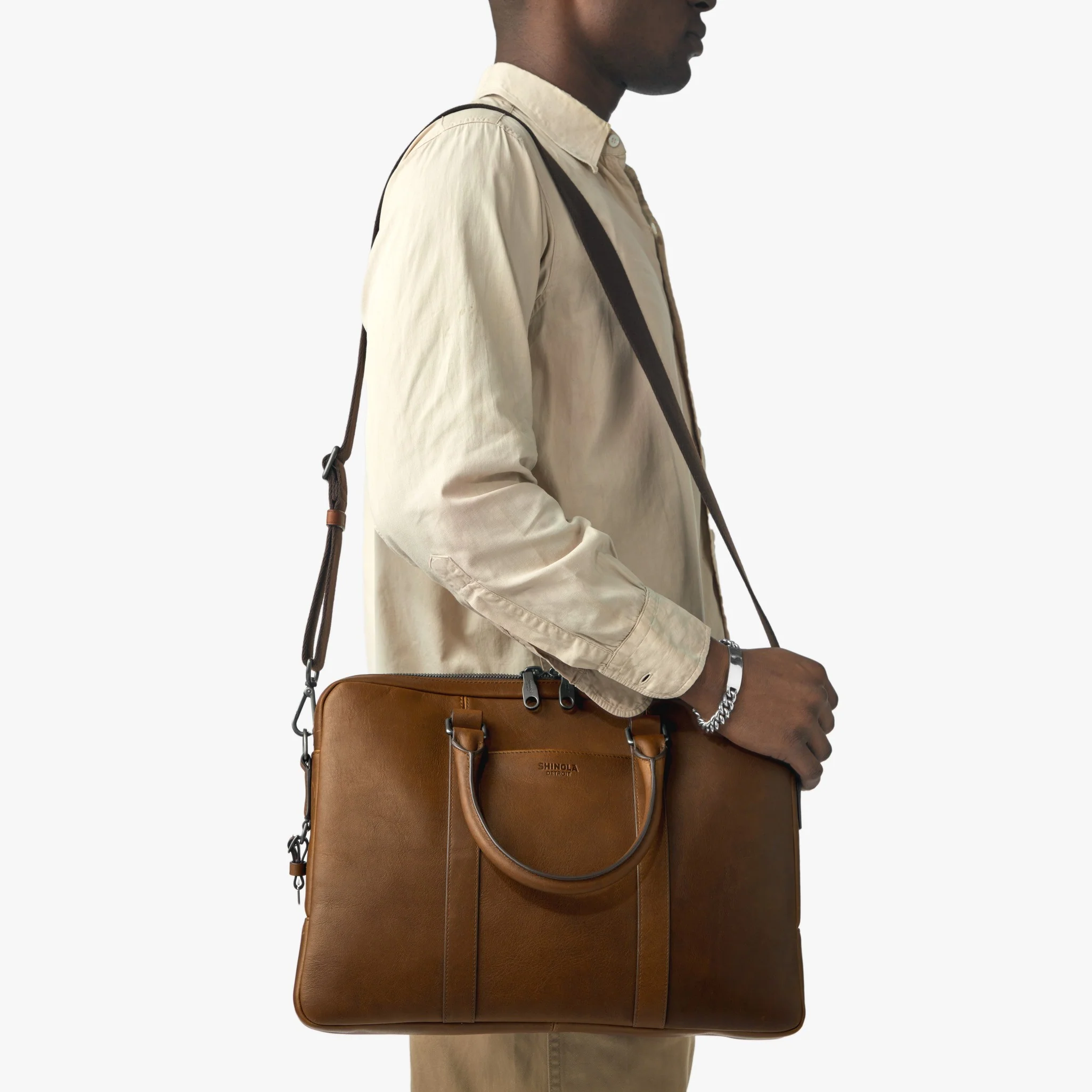 Computer Briefcase - Medium Brown - Image 4