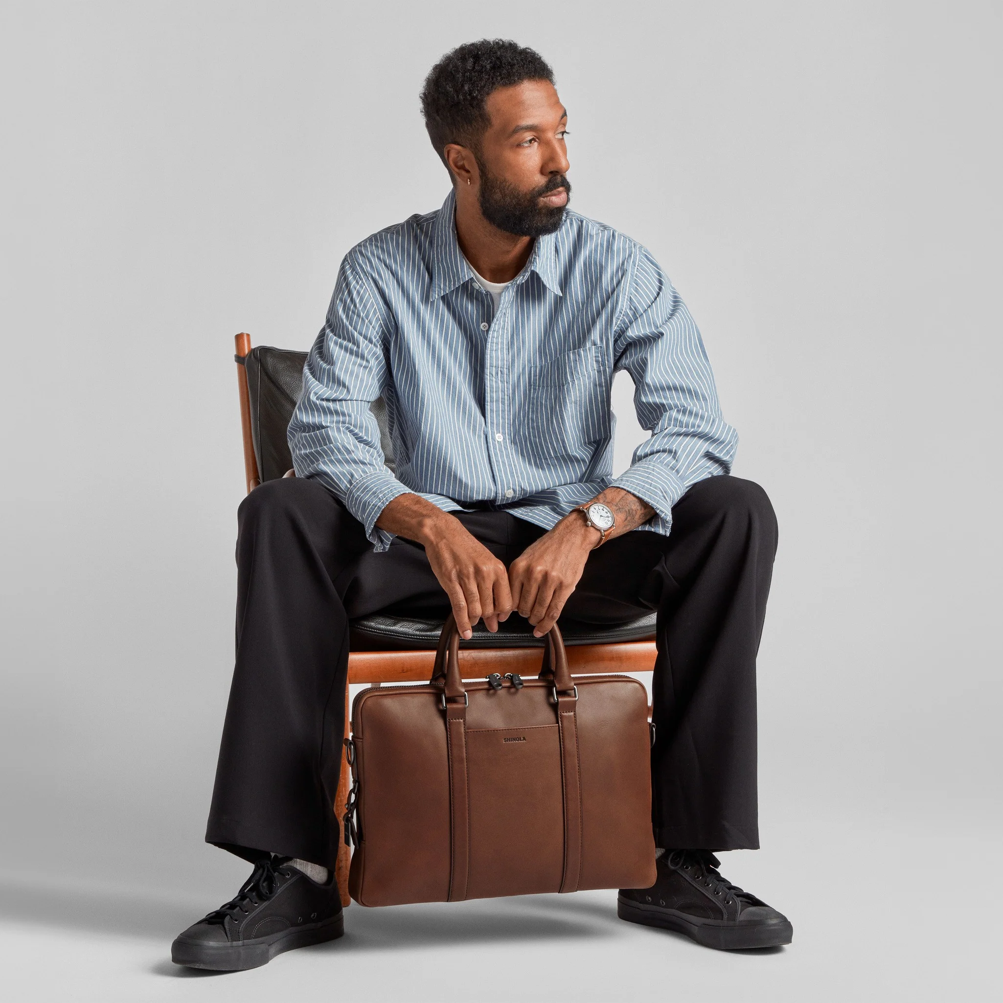 Computer Briefcase - Medium Brown - Image 5