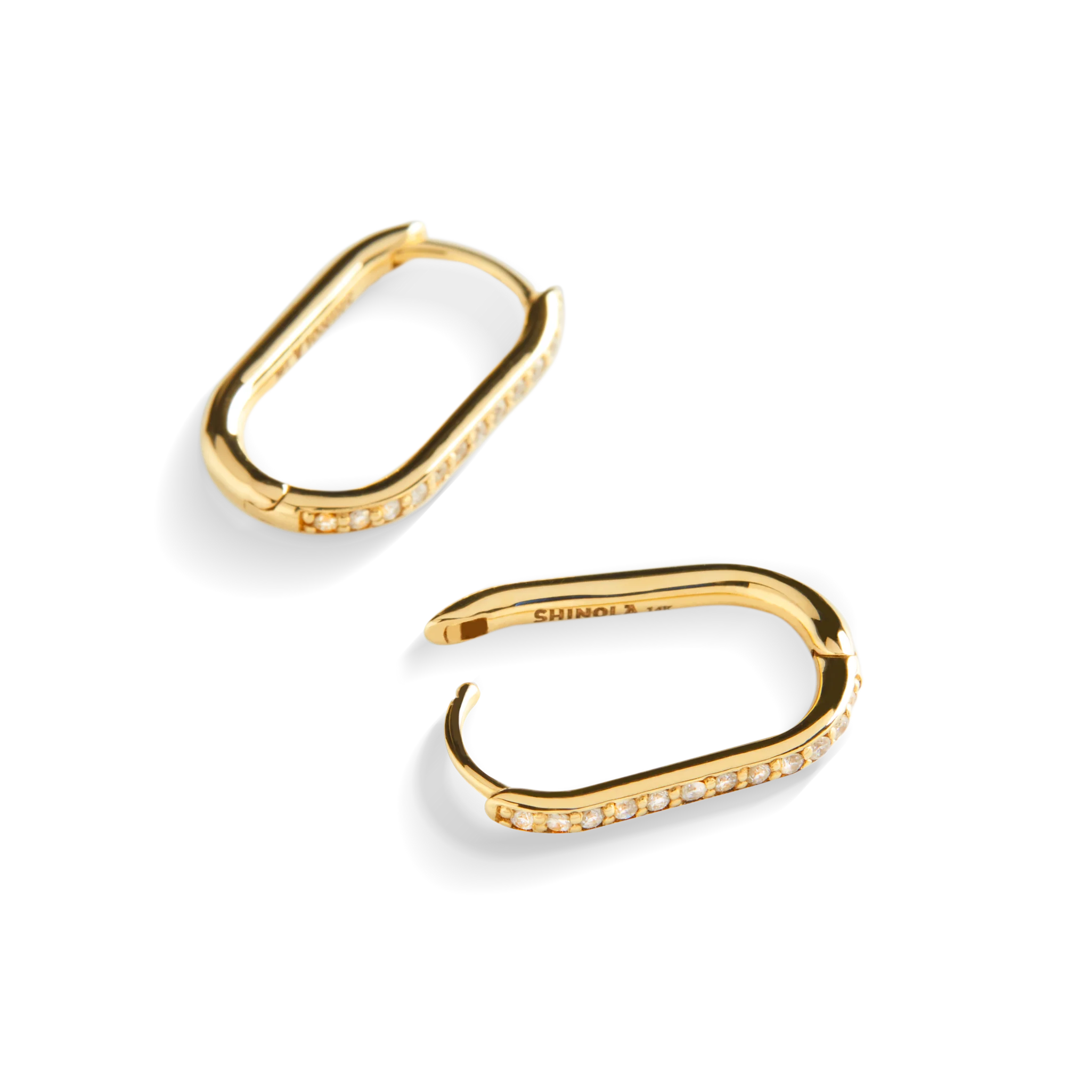 Diamond Oval Charm Hoop - Yellow Gold - Image 2