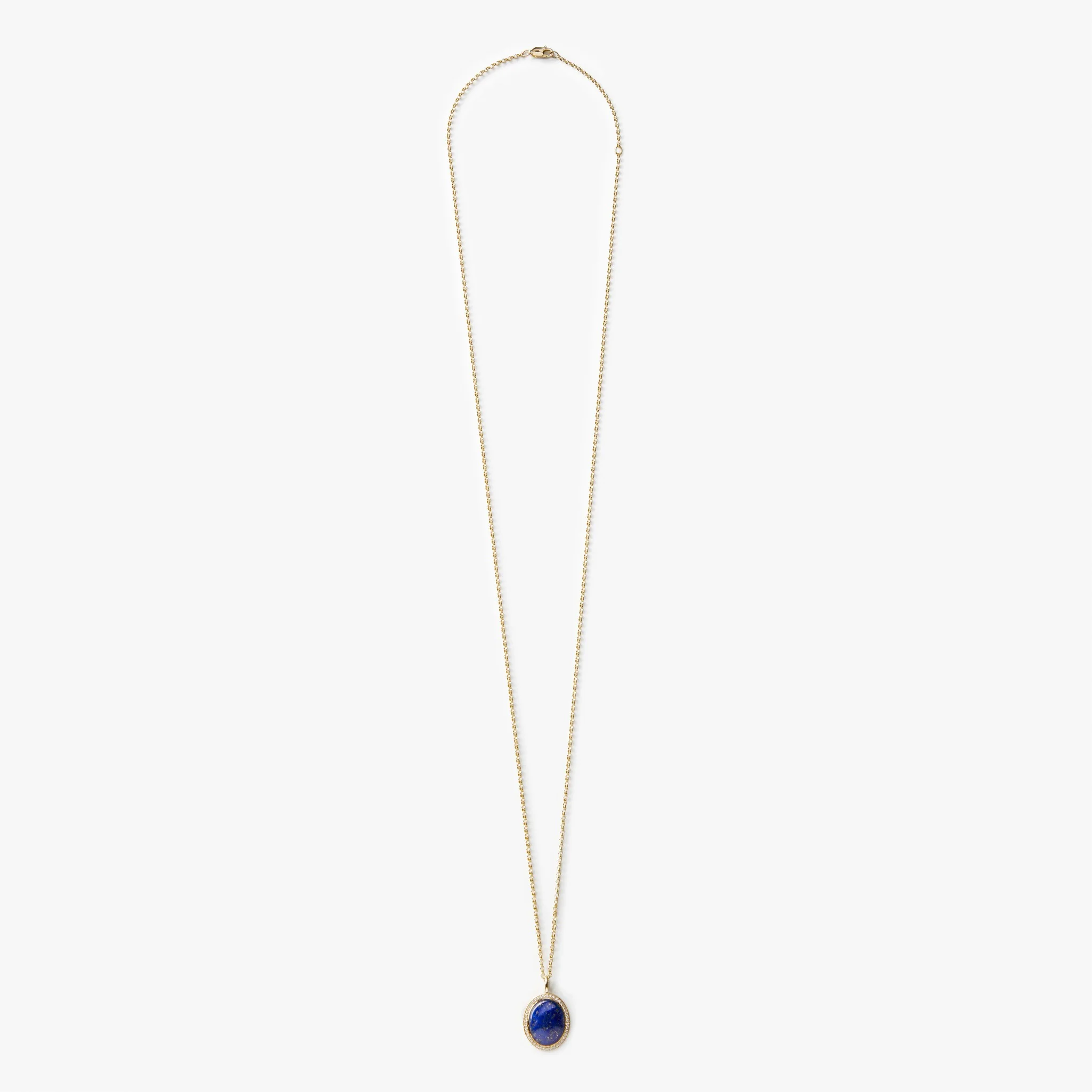 Diamond Pave Lapis Pendant Necklace - Yellow Gold - Image 3