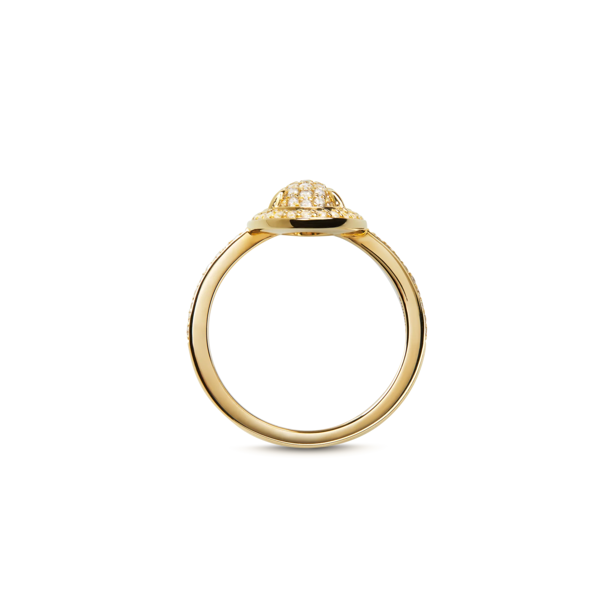 Diamond Pave Oval Ring - Yellow Gold - Image 3