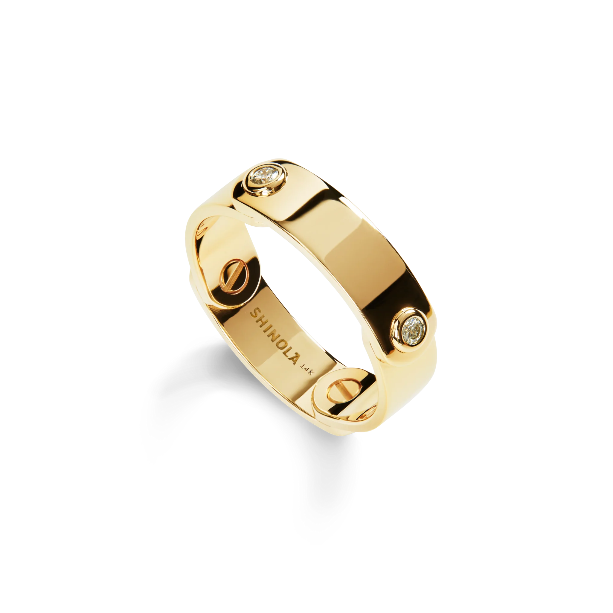 Diamond Rivet Plaque Ring - Yellow Gold - Image 2