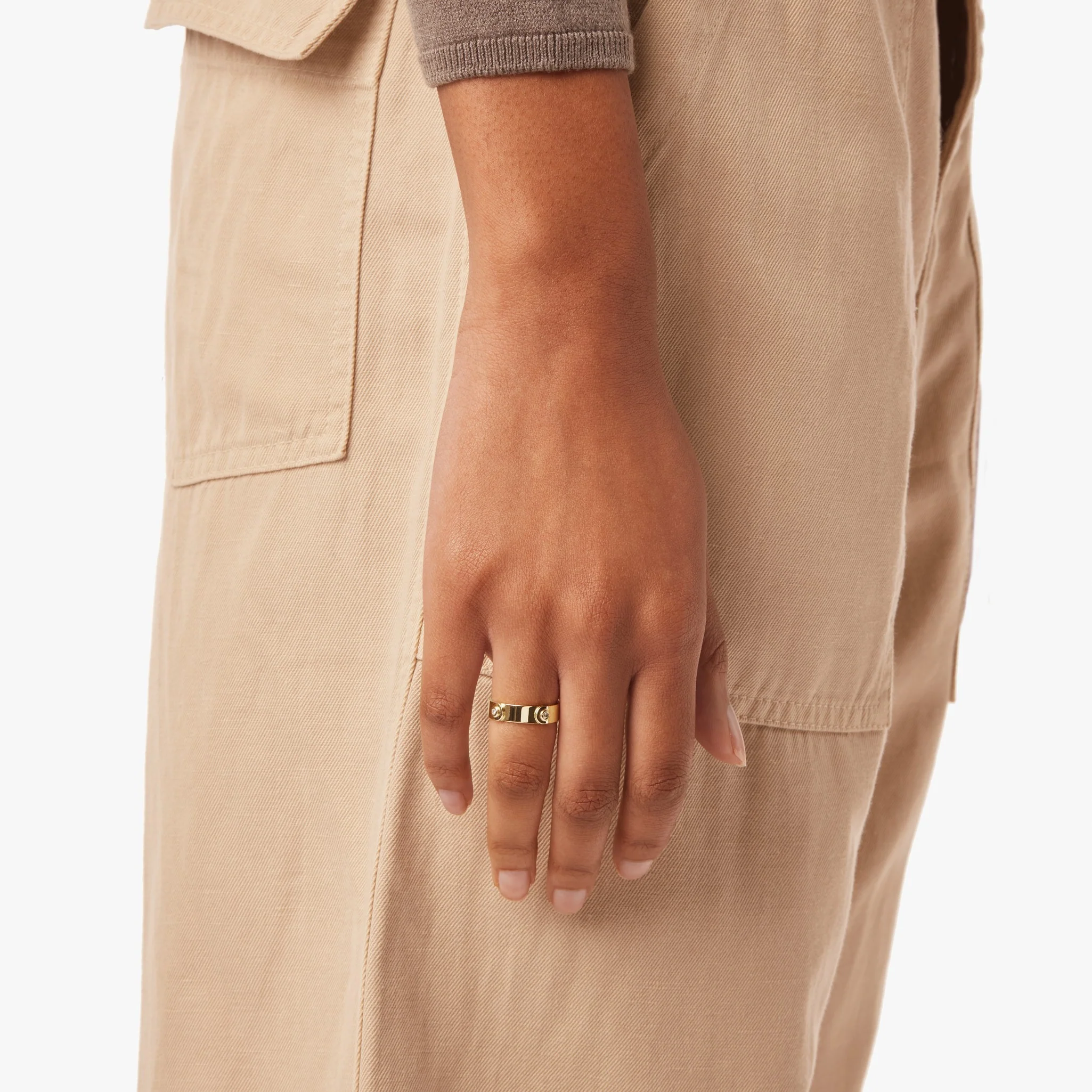 Diamond Rivet Plaque Ring - Yellow Gold - Image 3