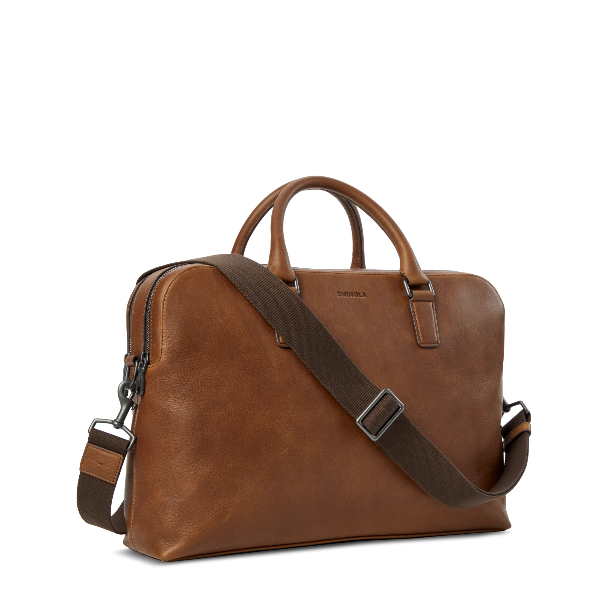 Double Zip Briefcase - Medium Brown - Image 3