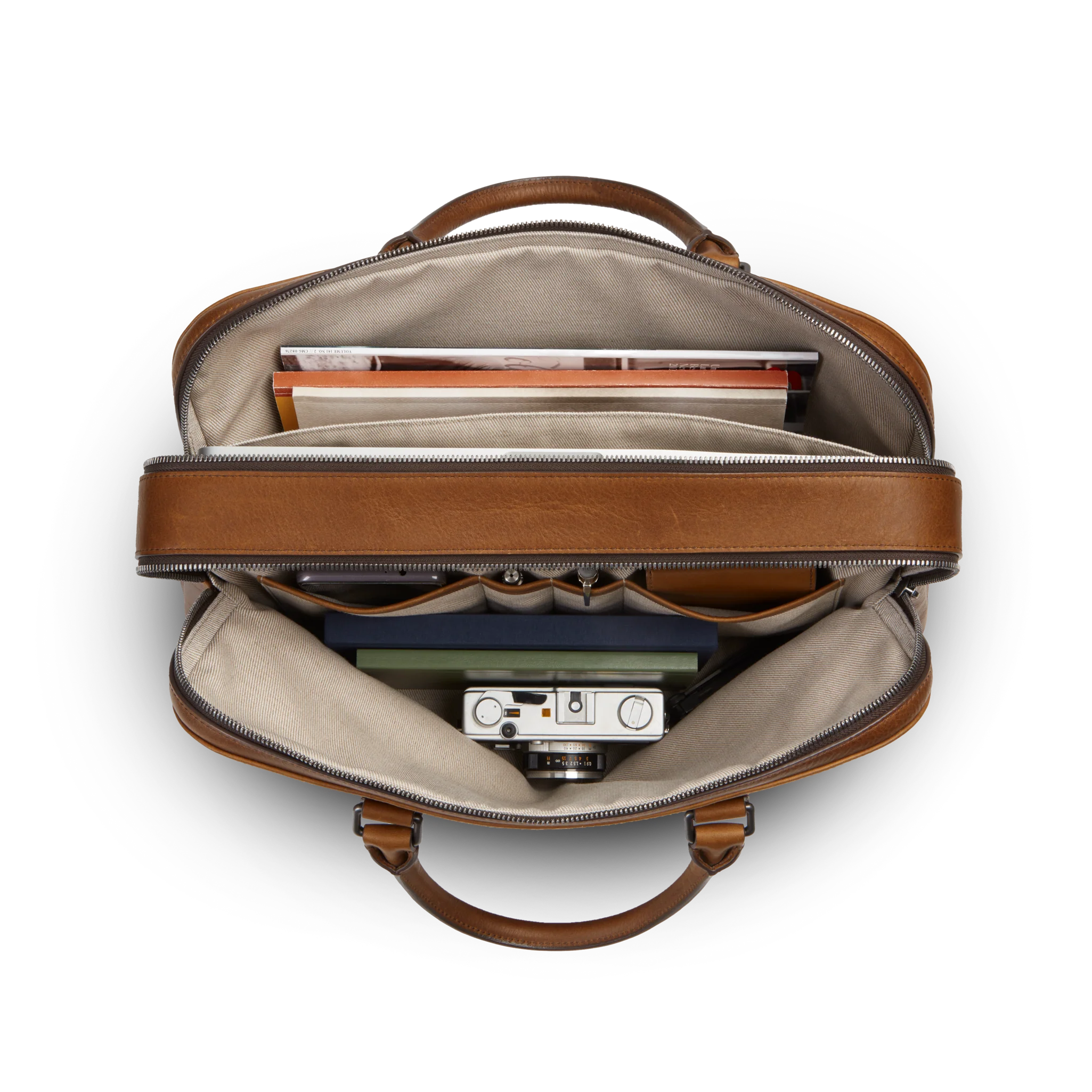 Double Zip Briefcase - Medium Brown - Image 4