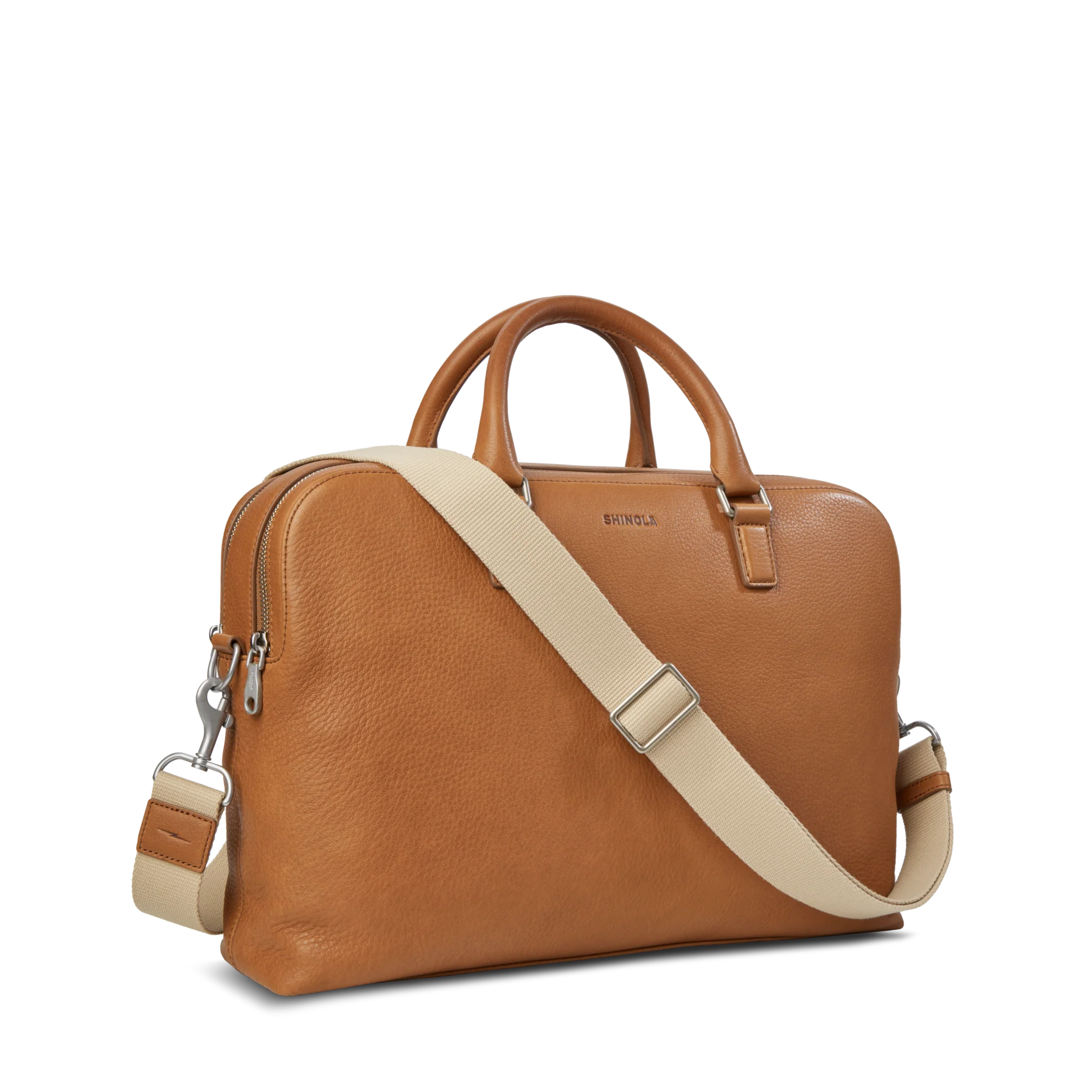 Double Zip Briefcase - Tan - Image 3