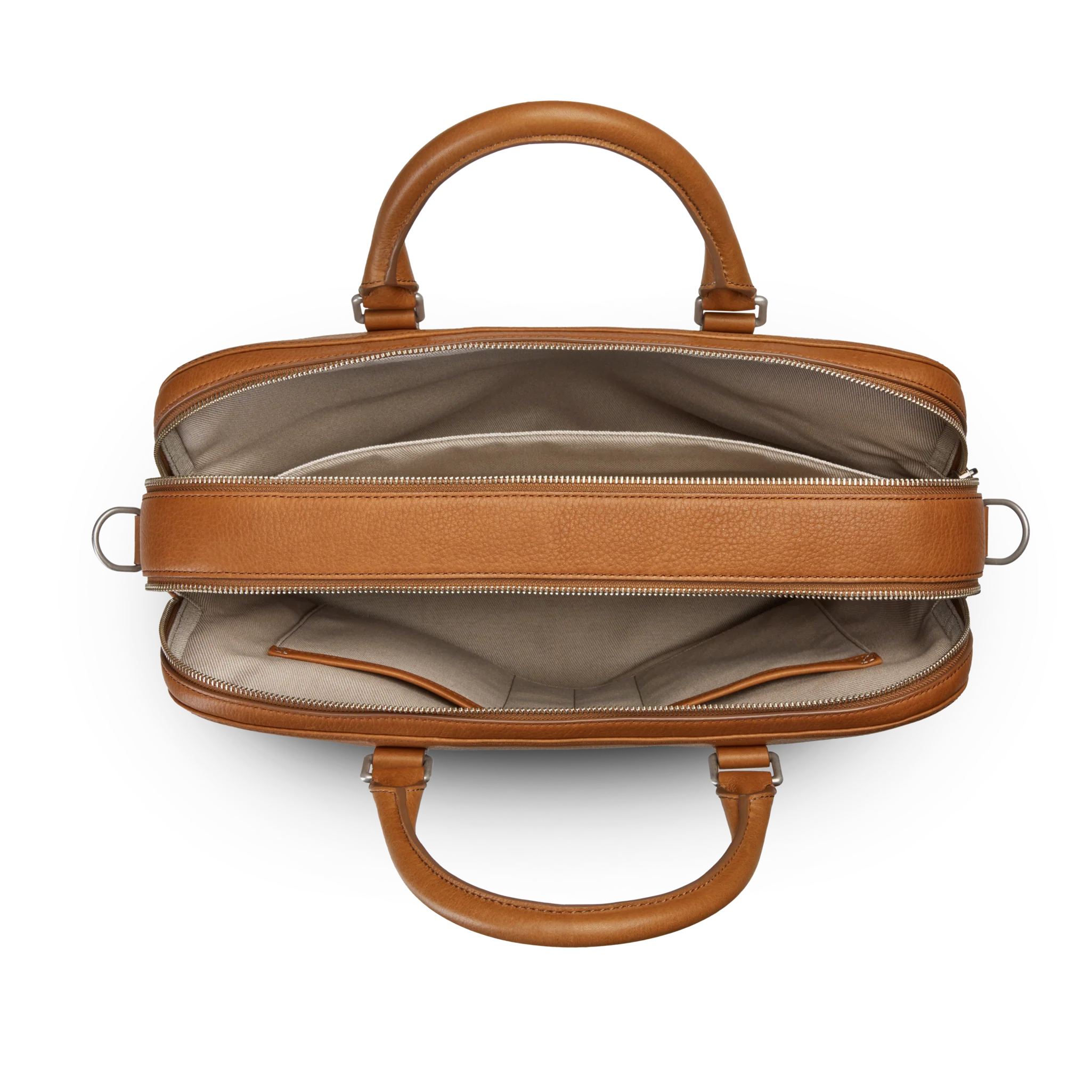 Double Zip Briefcase - Tan - Image 4