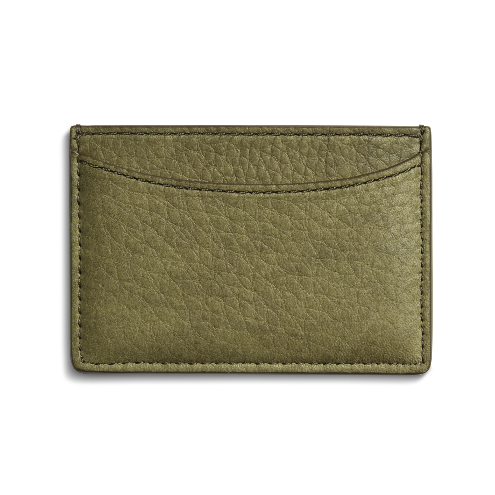 Leather 3 Pocket Card Case - Olive - Image 2