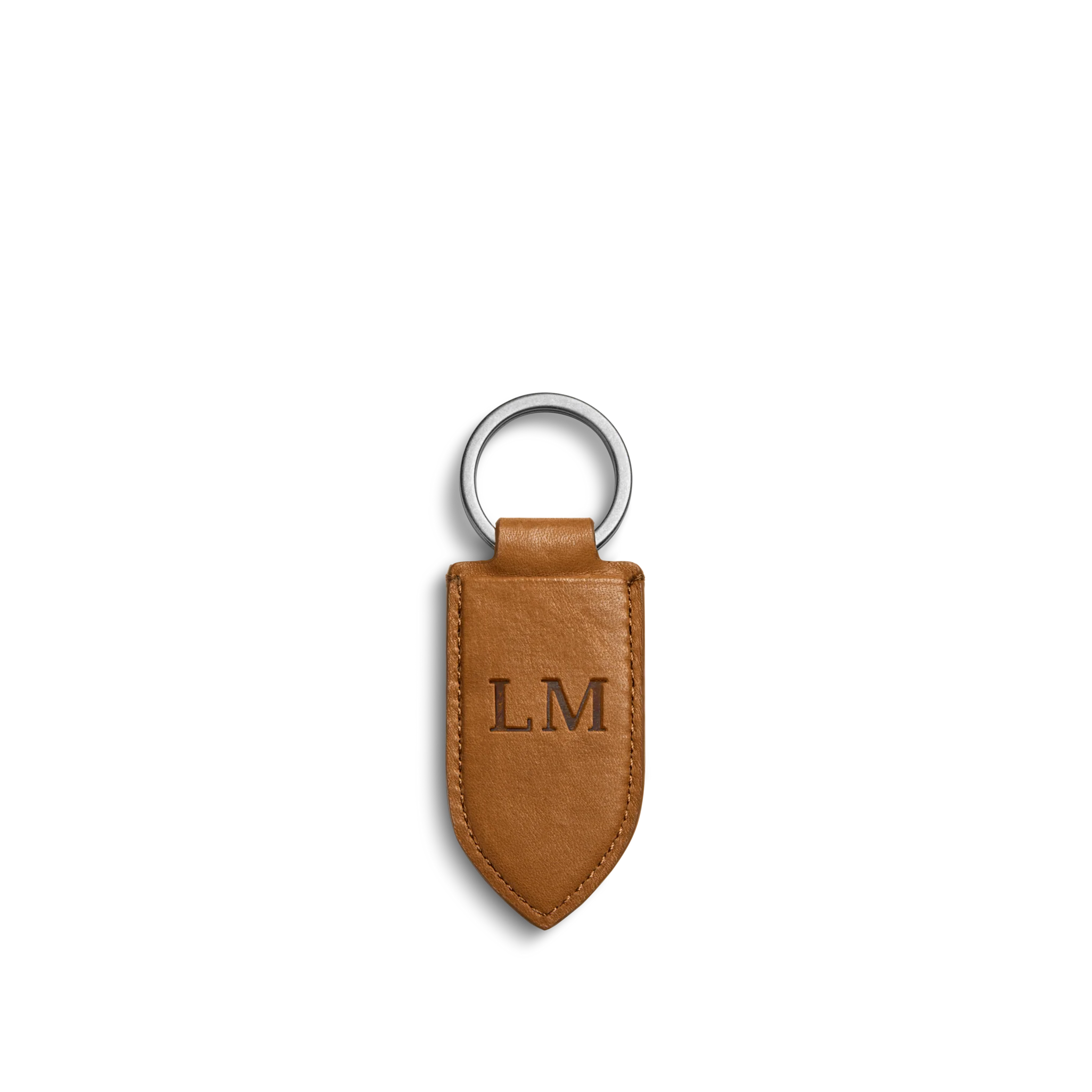 Leather Monogram Key Fob - Tan - Image 3