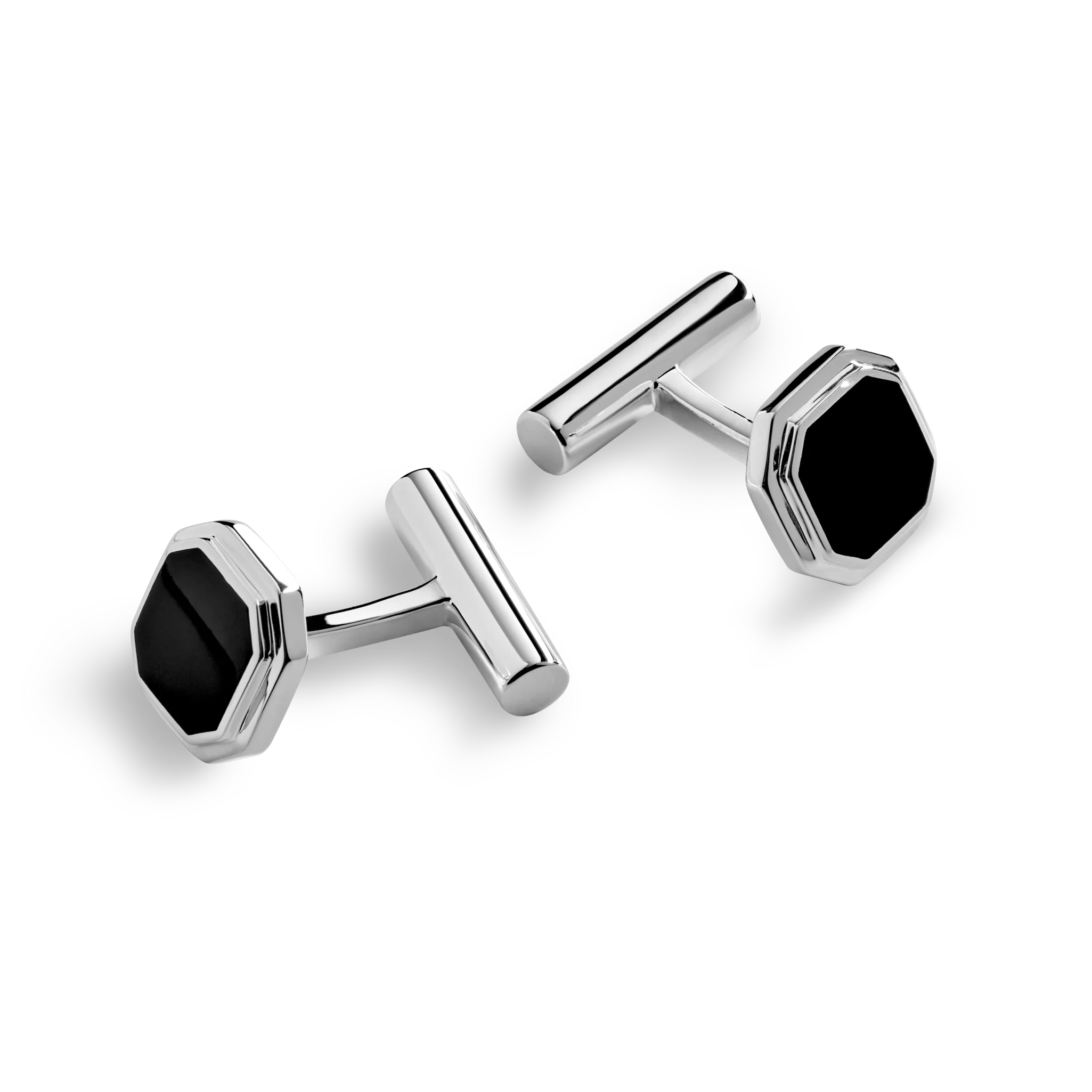 Octagonal Onyx Inlay Cufflinks - Image 3