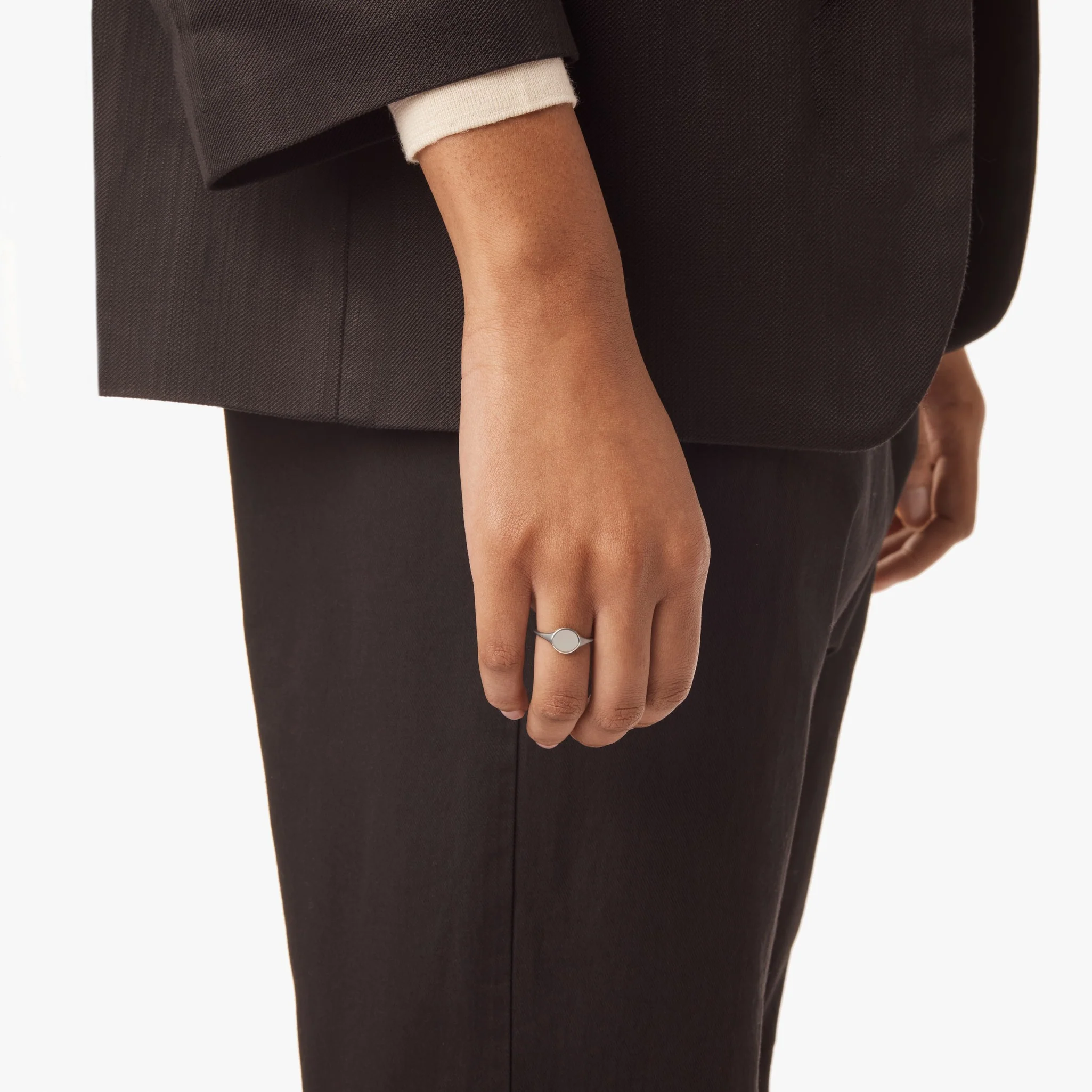 Petite Round Signet Ring - Sterling Silver - Image 2