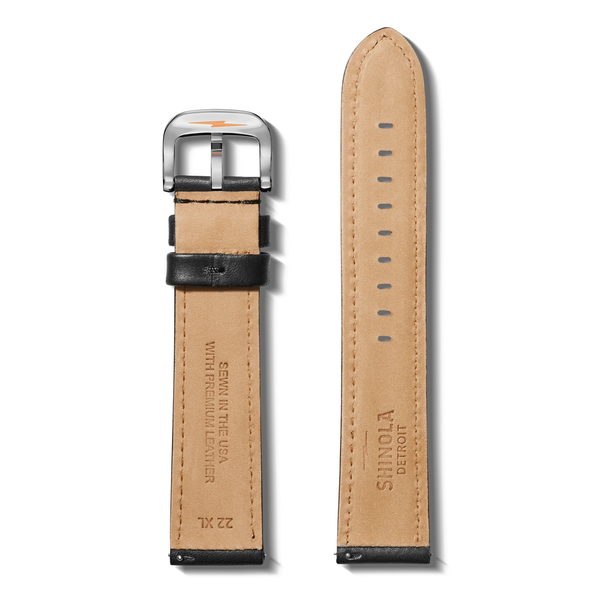 QR Strap: 22/20 XL Aniline, RR Classic, PoSS - Black - Image 2