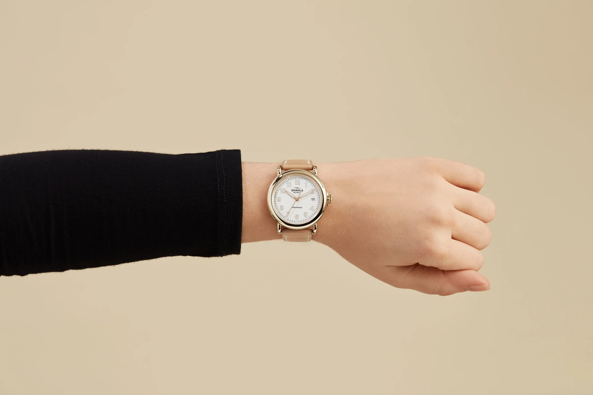 Runwell Automatic Watch - Natural Leather Strap - Image 2