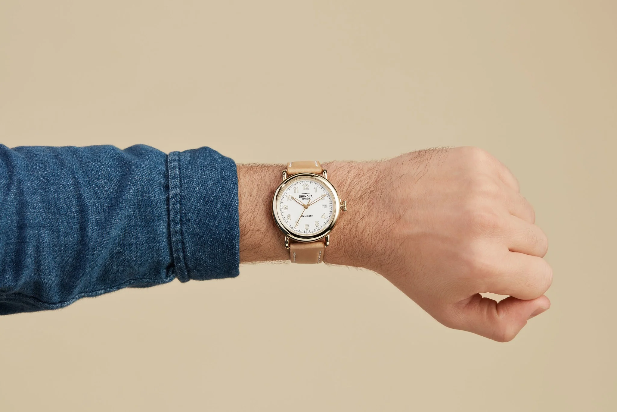 Runwell Automatic Watch - Natural Leather Strap - Image 9